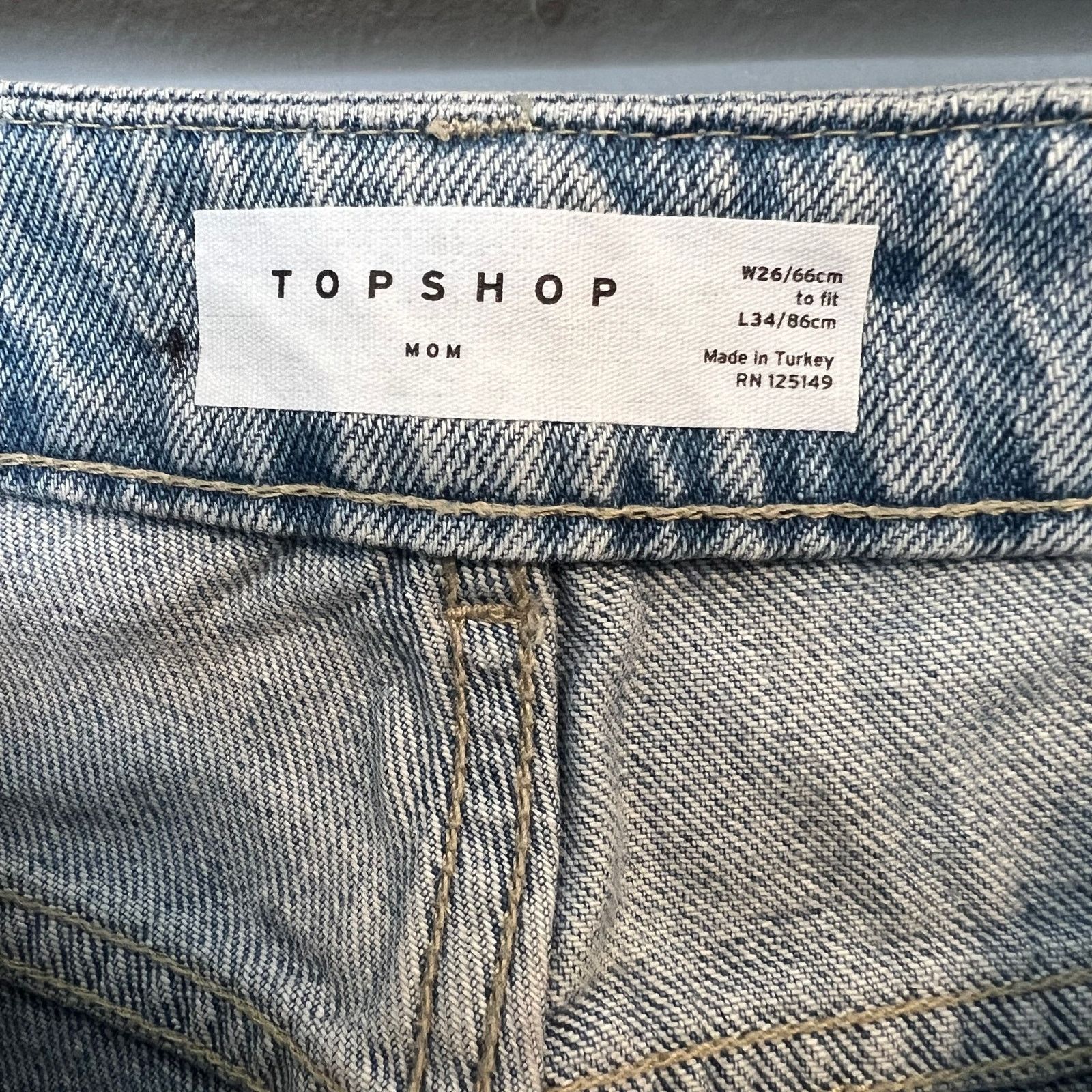 Topshop Topshop Mom Distressed Washed Blue Jeans Womens Size W26xL34 Size 26" / US 2 / IT 38 - 7 Thumbnail