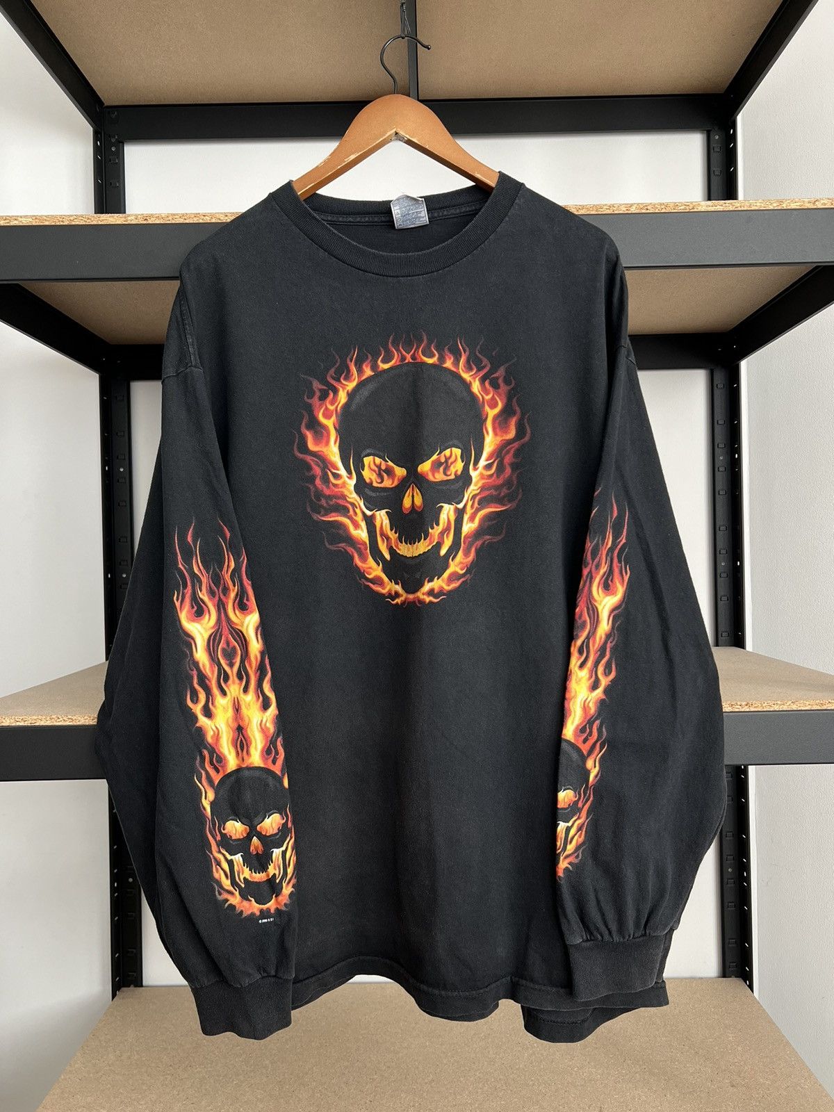 Vintage Vintage 2006 Flaming Skull Fire Ghost Rider AAA Long Sleeve Size US XXL / EU 58 / 5 - 2 Thumbnail