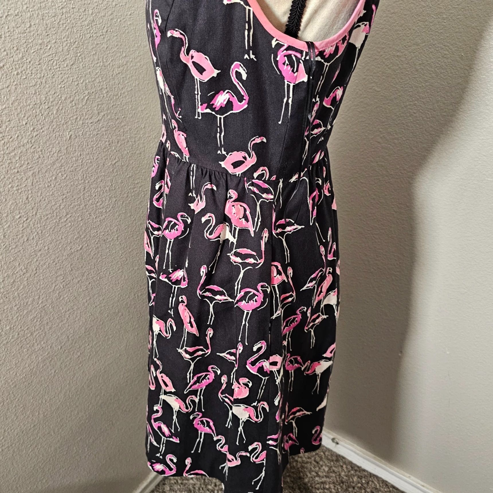 Vintage Crown And Ivy Size 6 Navy Tropical Dress Flaming Print Sleeveless Zip Back Fashion Shirt Dress Knee Length Black 6 Sleeveless Zip Crown And Ivy Size M / US 6-8 / IT 42-44 - 4 Thumbnail