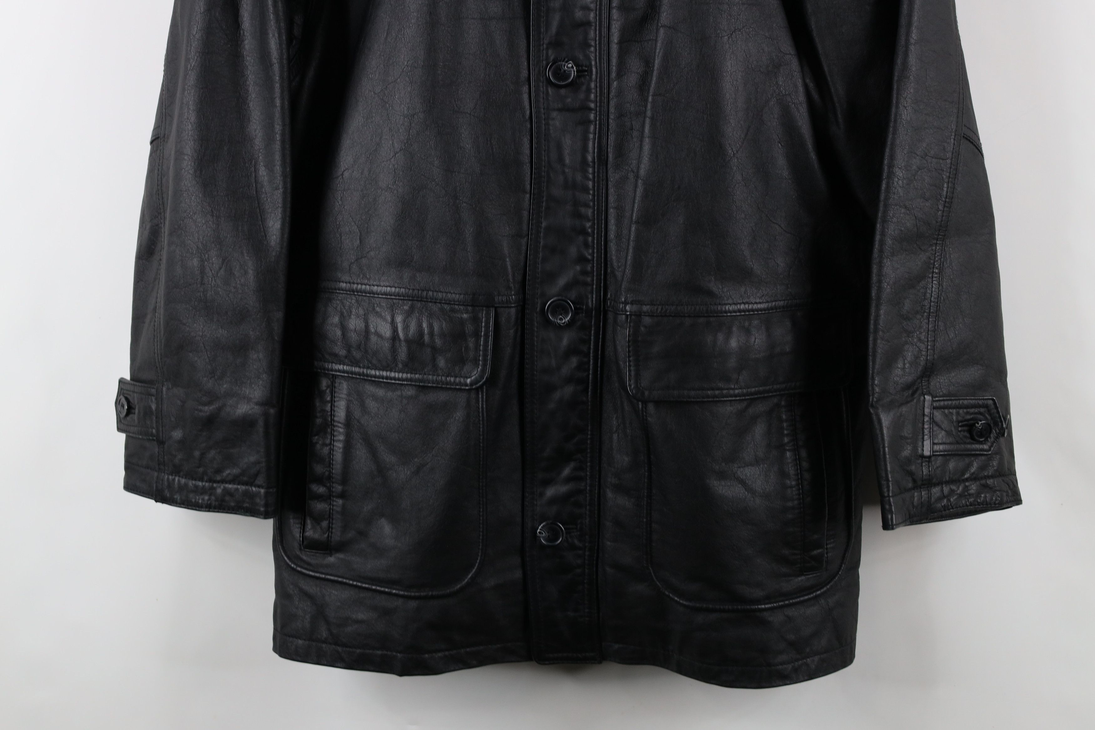 Vintage Vintage 90s Streetwear Leather Chore Barn Jacket Black Size US M / EU 48-50 / 2 - 3 Thumbnail