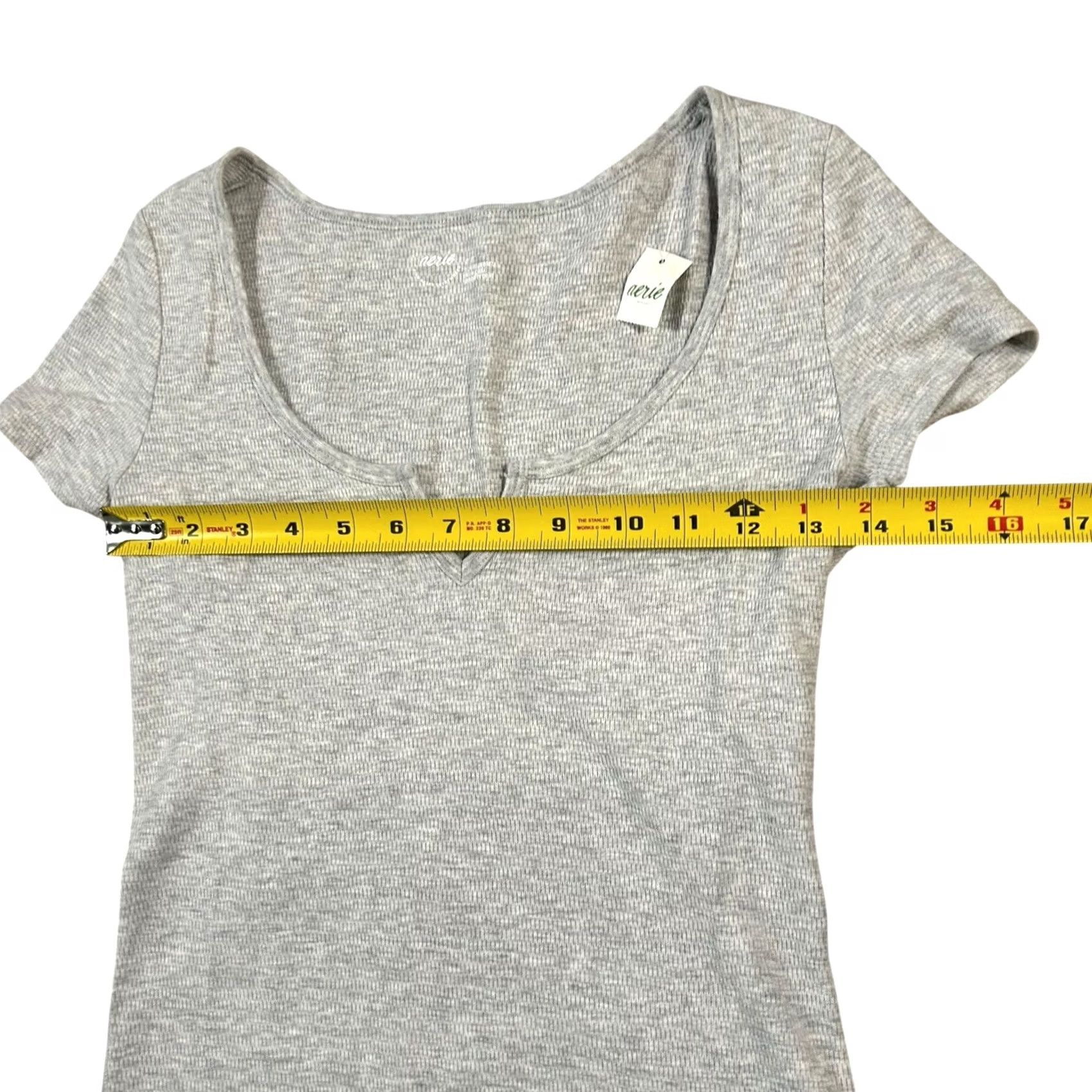 Vintage Aerie Bodysuit Shirt Womens Gray Short Sleeve Size M Adult Regular Stretch Snap VINTAGE: No Size M / US 6-8 / IT 42-44 - 5 Thumbnail