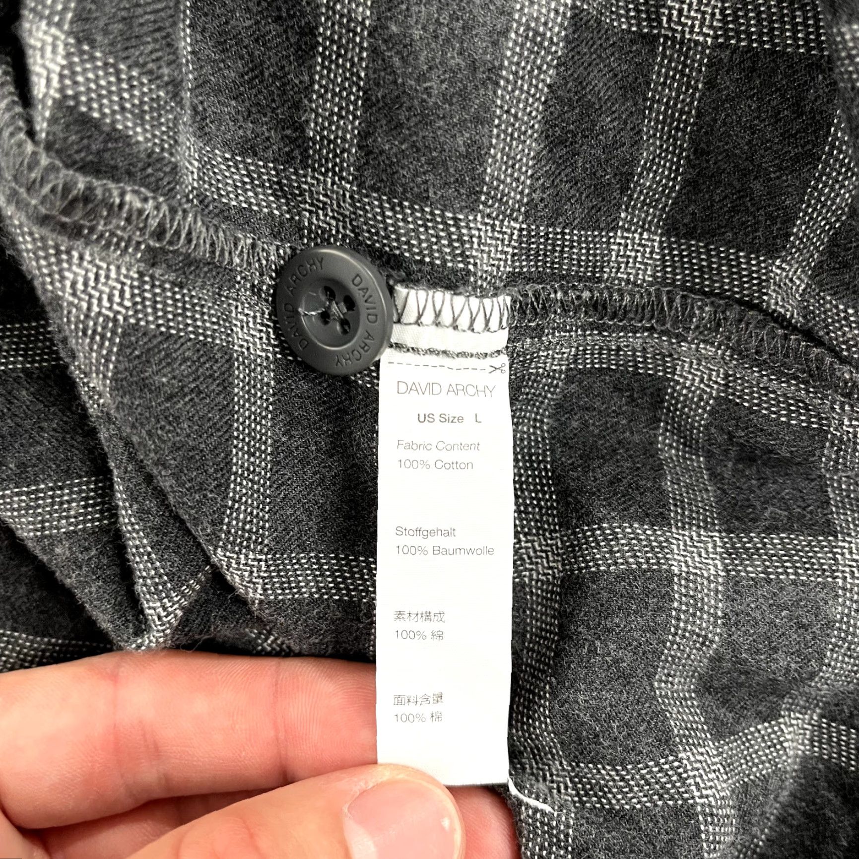Vintage DAVID ARCHY Shirt Mens L Gray Plaid Relaxed Lounge Button Up Long Sleeve Shirt Size US L / EU 52-54 / 3 - 6 Thumbnail