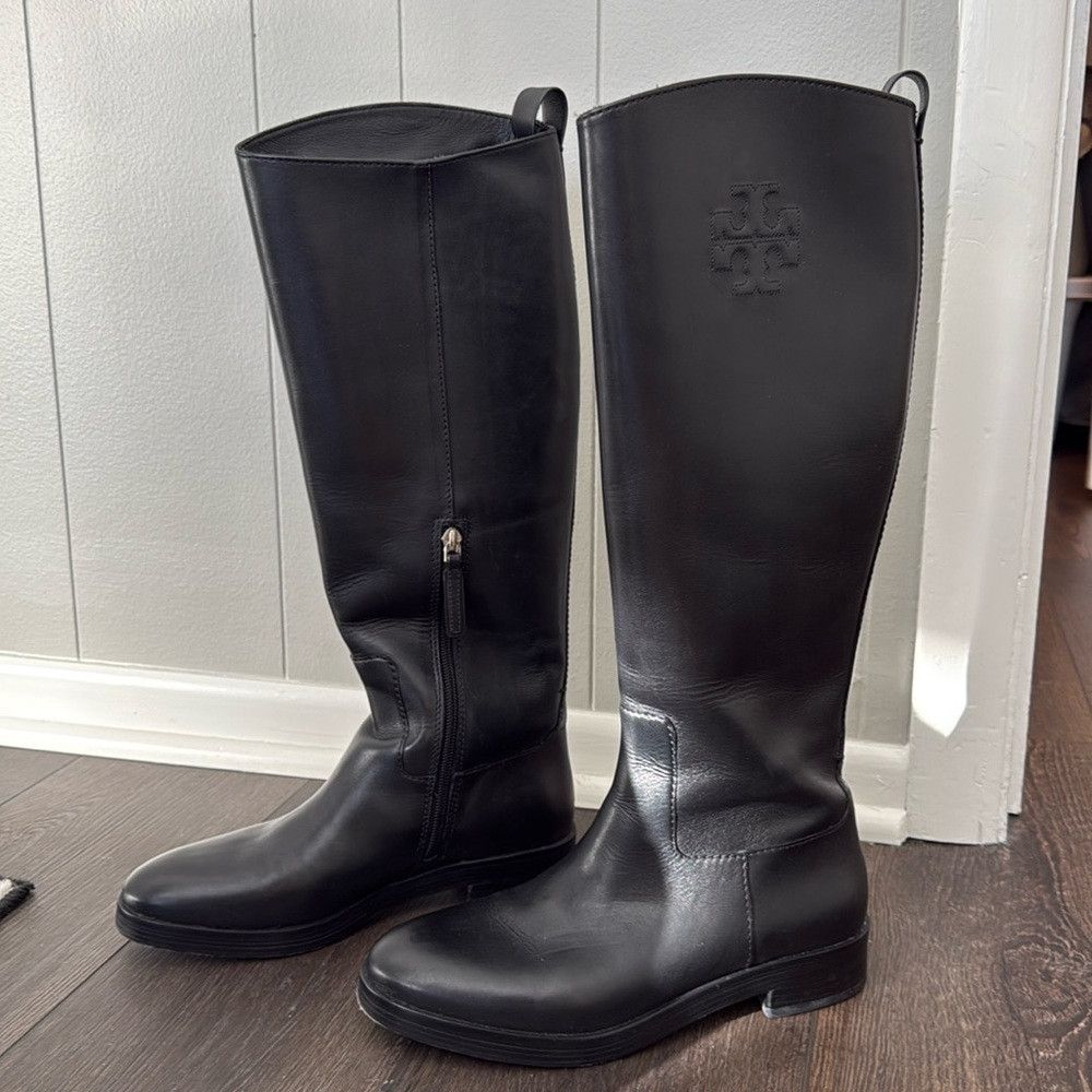 Tory Burch Tory Burch Women’s 7 Black Leather Logo The Riding Knee Hig Size US 7 / IT 37 - 1 Thumbnail