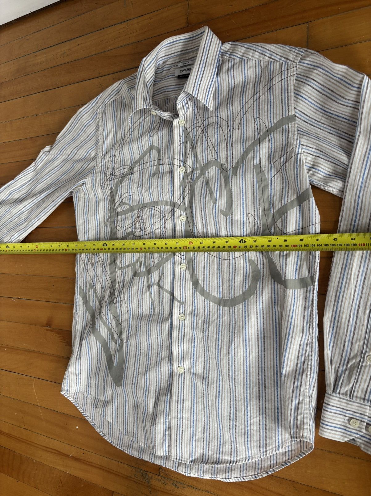 Versace Versace Striped Button Down Shirt Men 16.5 42 Size US L / EU 52-54 / 3 - 6 Thumbnail