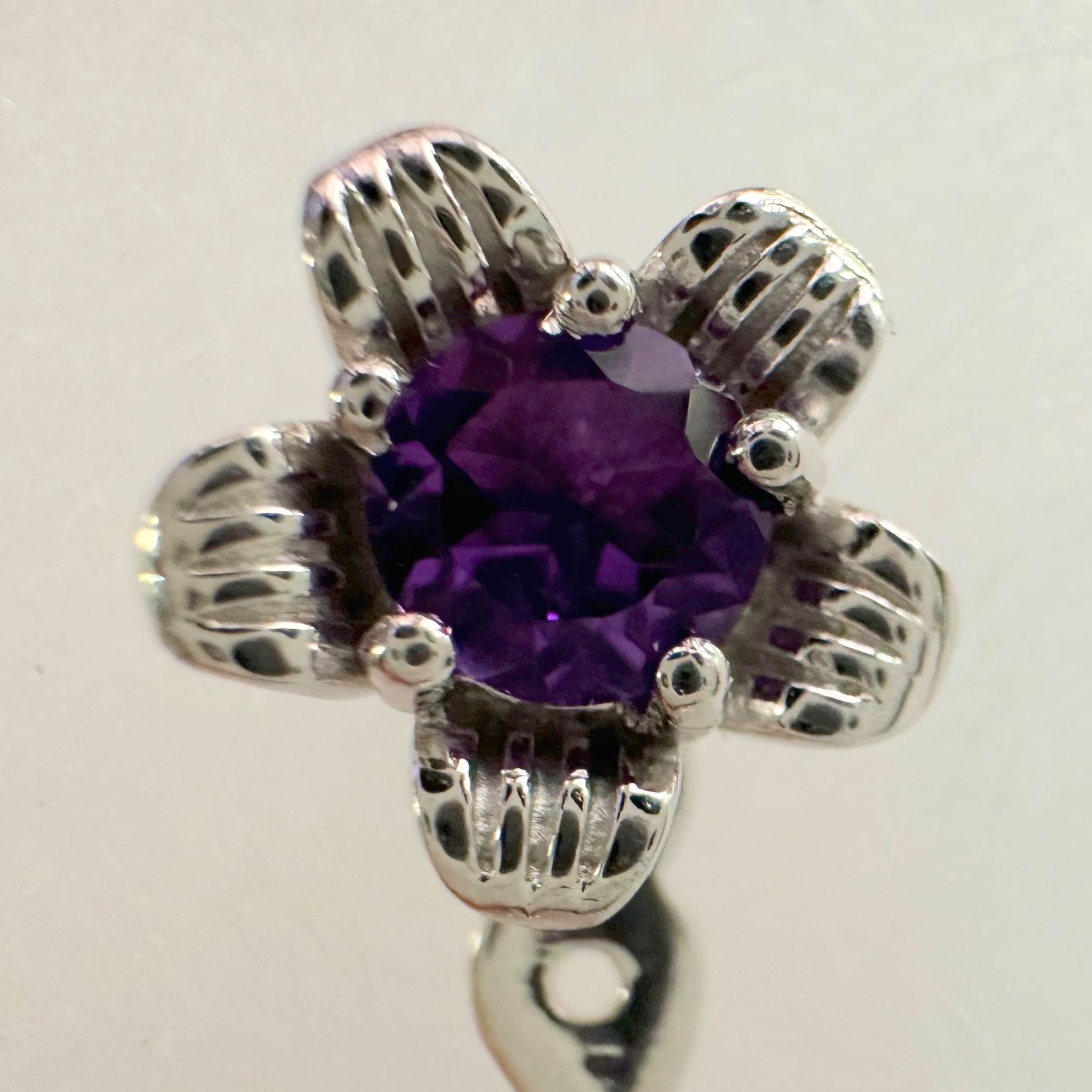 Other Amethyst Flower Stud Earrings with Beautiul (Removable) Rain Size ONE SIZE - 8 Thumbnail
