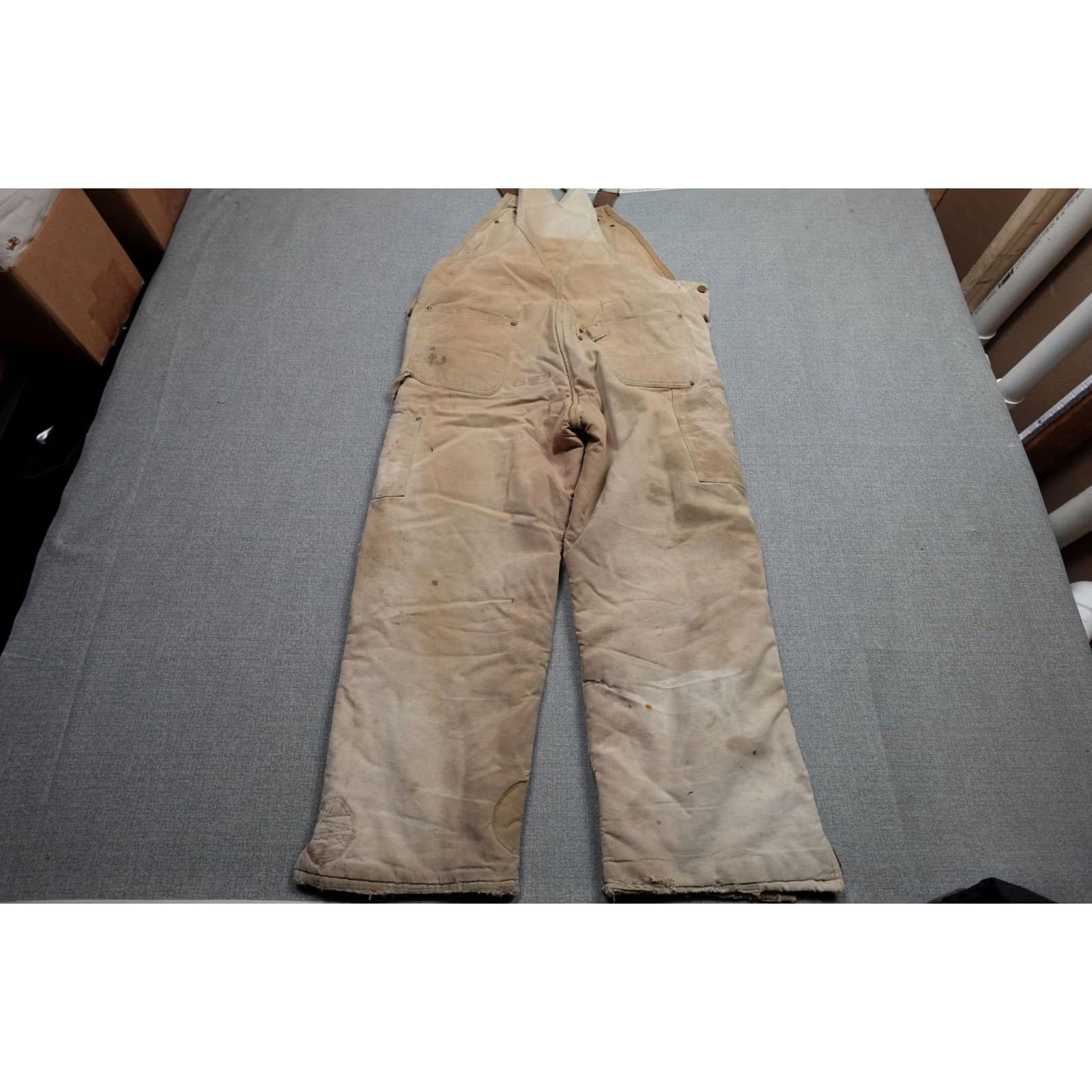 Carhartt VINTAGE Carhartt Bib Overalls Mens 42x29 Tan Duck Canvas Quilt Lined Workwear Insulated Size US 42 / EU 58 - 5 Thumbnail