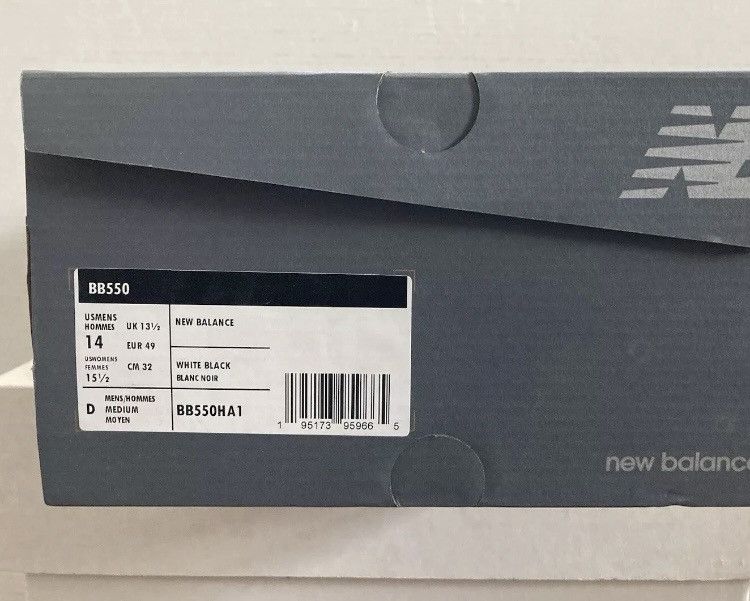 New Balance NEW BALANCE 550 WHITE BLACK BB550HA1 OREO SNEAKER SHOES 2021 Size US 14 / EU 47 - 18 Thumbnail