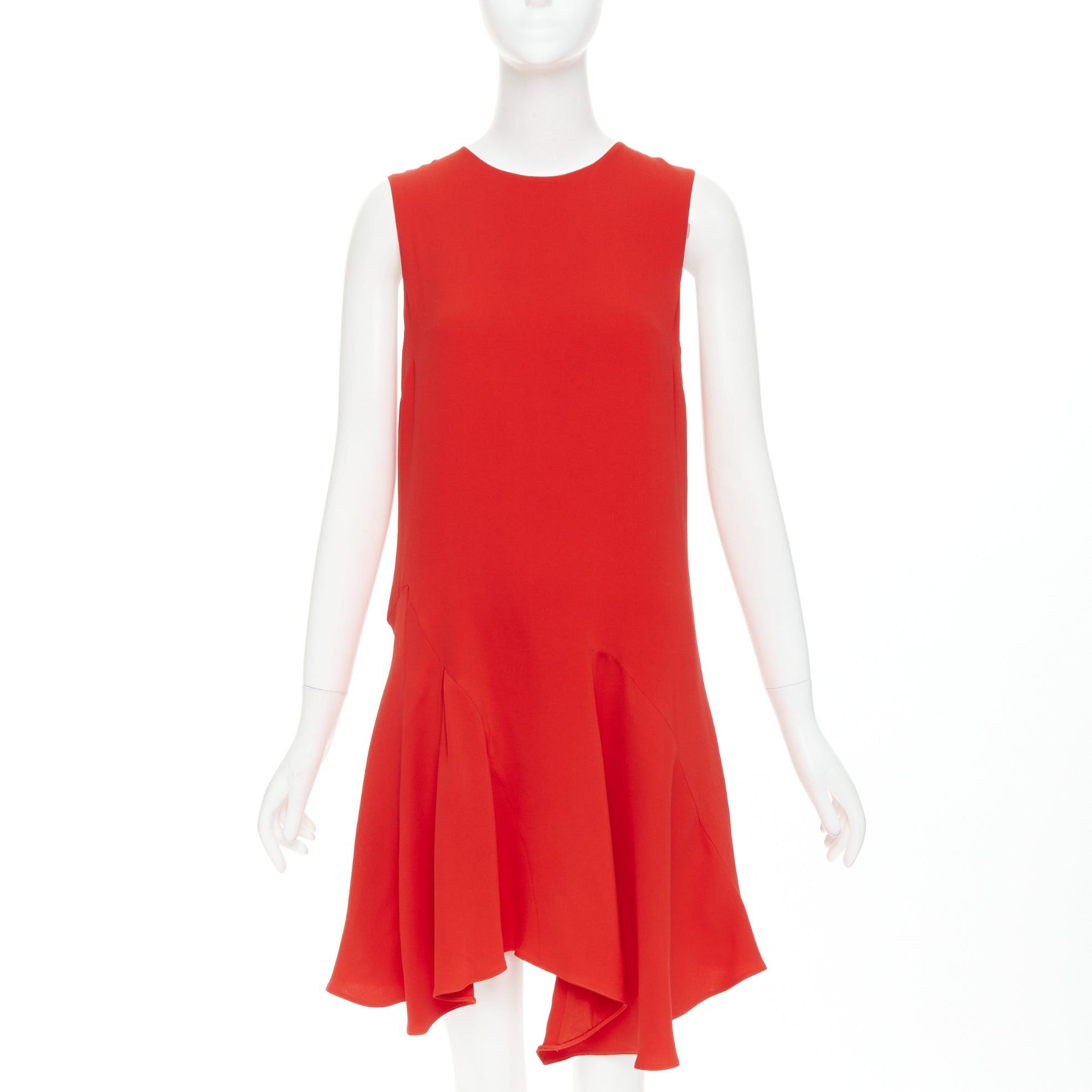 Dior CHRISTIAN DIOR red silk blend round neck asymmetric handkerchief hem flutter dress FR40 M Size M / US 6-8 / IT 42-44 - 1 Thumbnail