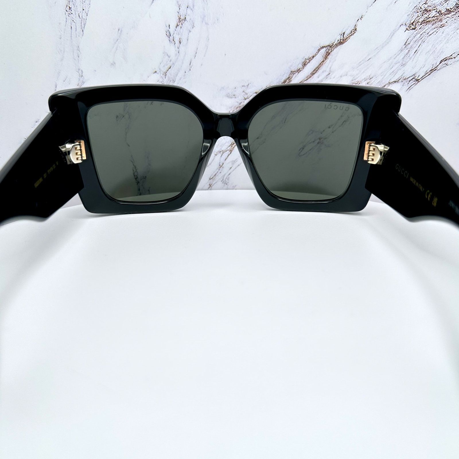 Gucci New GUCCI Sunglasses Black Gold Logo Square Oversized 51mm Size ONE SIZE - 12 Thumbnail