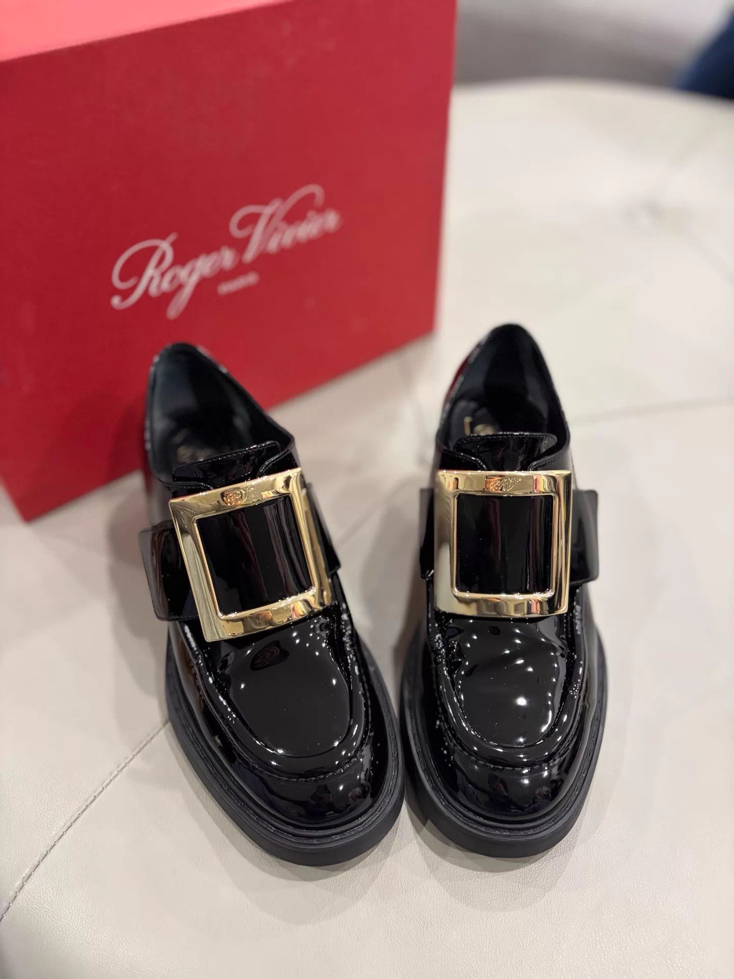 Roger Vivier RV Black Patent Block Heel Ankle Loafer 36.5 Size US 6 / IT 36 - 2 Thumbnail