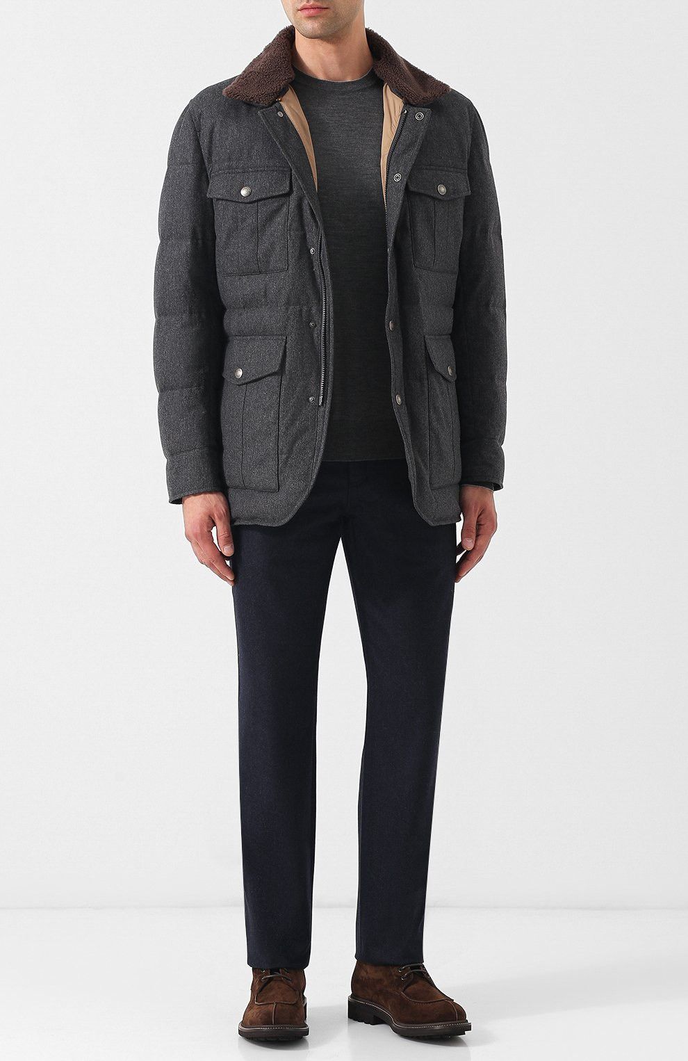 Brunello Cucinelli Brunello Cucinelli Shearling Collar Wool Down Field Jacket Size US L / EU 52-54 / 3 - 2 Thumbnail