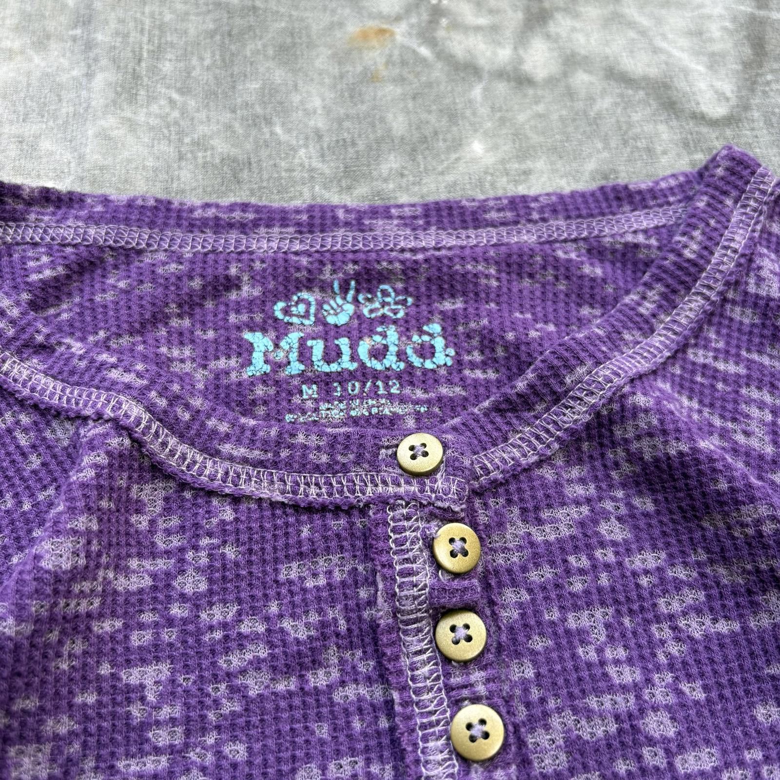 Vintage Vintage Y2K Mudd Purple Speckled Fairy Thermal Henley Shirt Size M / US 6-8 / IT 42-44 - 2 Thumbnail