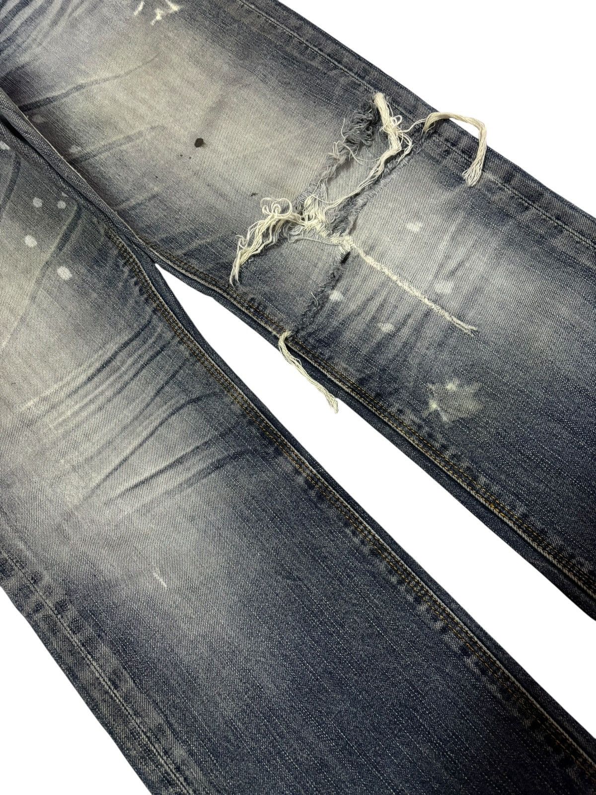 Gap Vtg Navy Japan Grunge Paint Splash Distressed Jeans Size US 32 / EU 48 - 3 Thumbnail