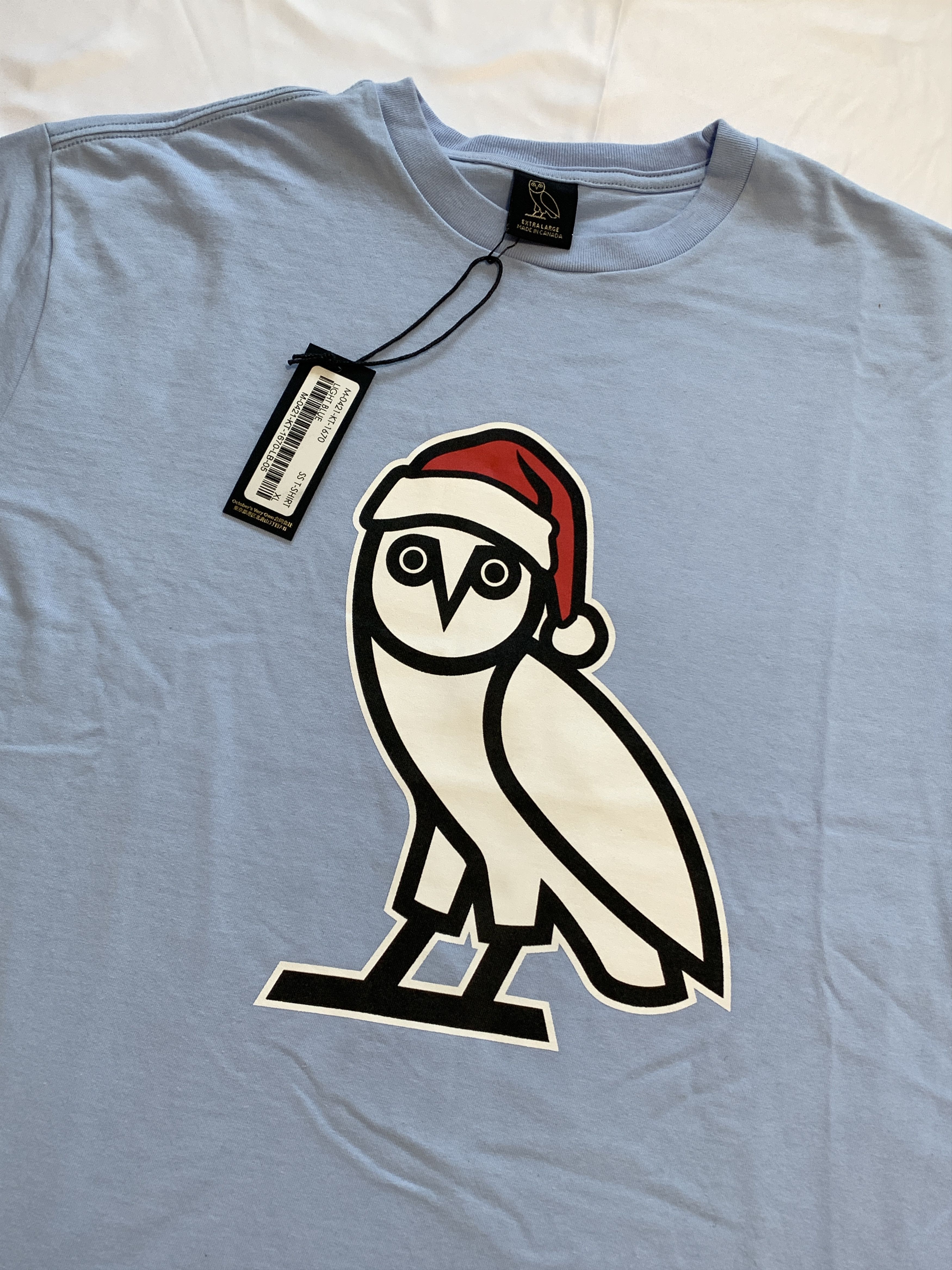 Drake OVO Holiday Santa OG Owl T-shirt Sky Blue Size US XL / EU 56 / 4 - 4 Thumbnail