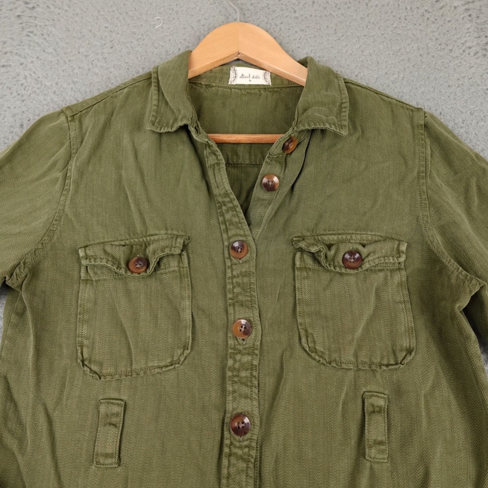 Vintage Altar'd State Jacket Womens M Green Shacket Lyocell Button Up Utility Pockets Fall Spring Winter Basic Jacket Mens Womens Girls Boys Size M / US 6-8 / IT 42-44 - 3 Thumbnail