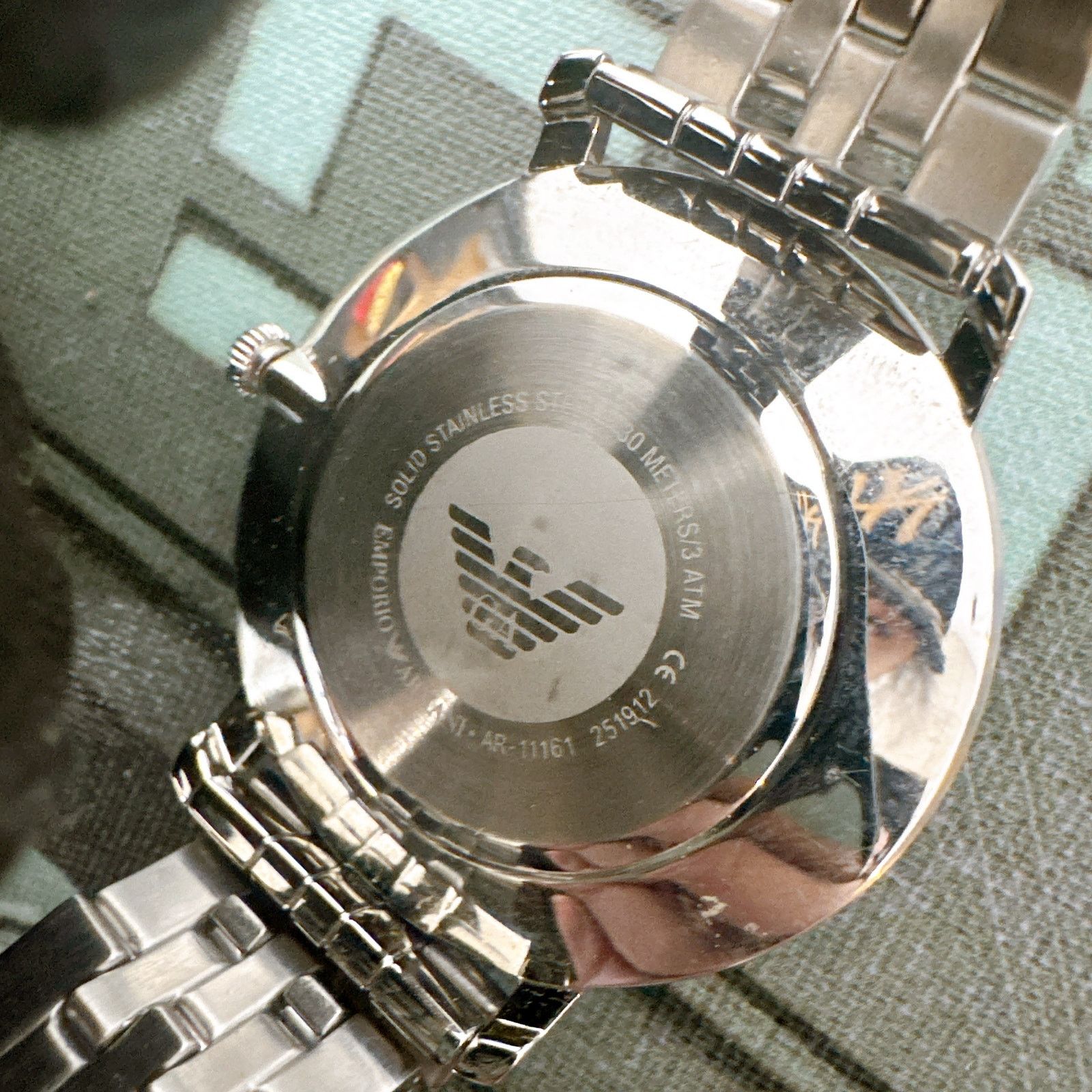 Emporio Armani Emporio Armani AR11161 Silver Strap Black Dial Men's Watch Size ONE SIZE - 5 Thumbnail
