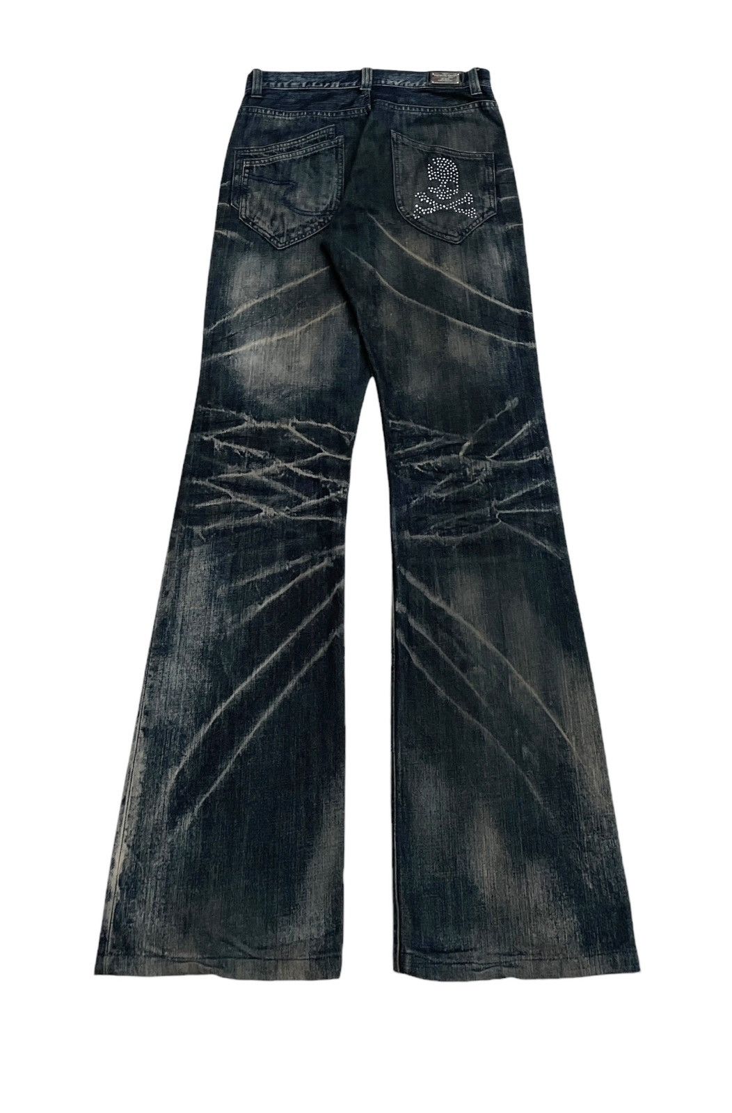 semanticdesign Vintage Semantic Design Studded Flared Waxed Jeans 1990s Size US 31 - 2 Thumbnail