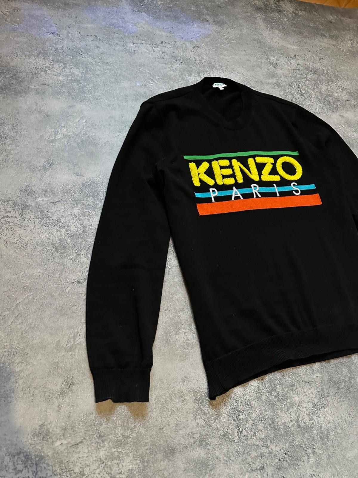 Kenzo Kenzo Black Logo Knit Crew Neck Long Sleeve Sweater Sz M Size US M / EU 48-50 / 2 - 2 Thumbnail