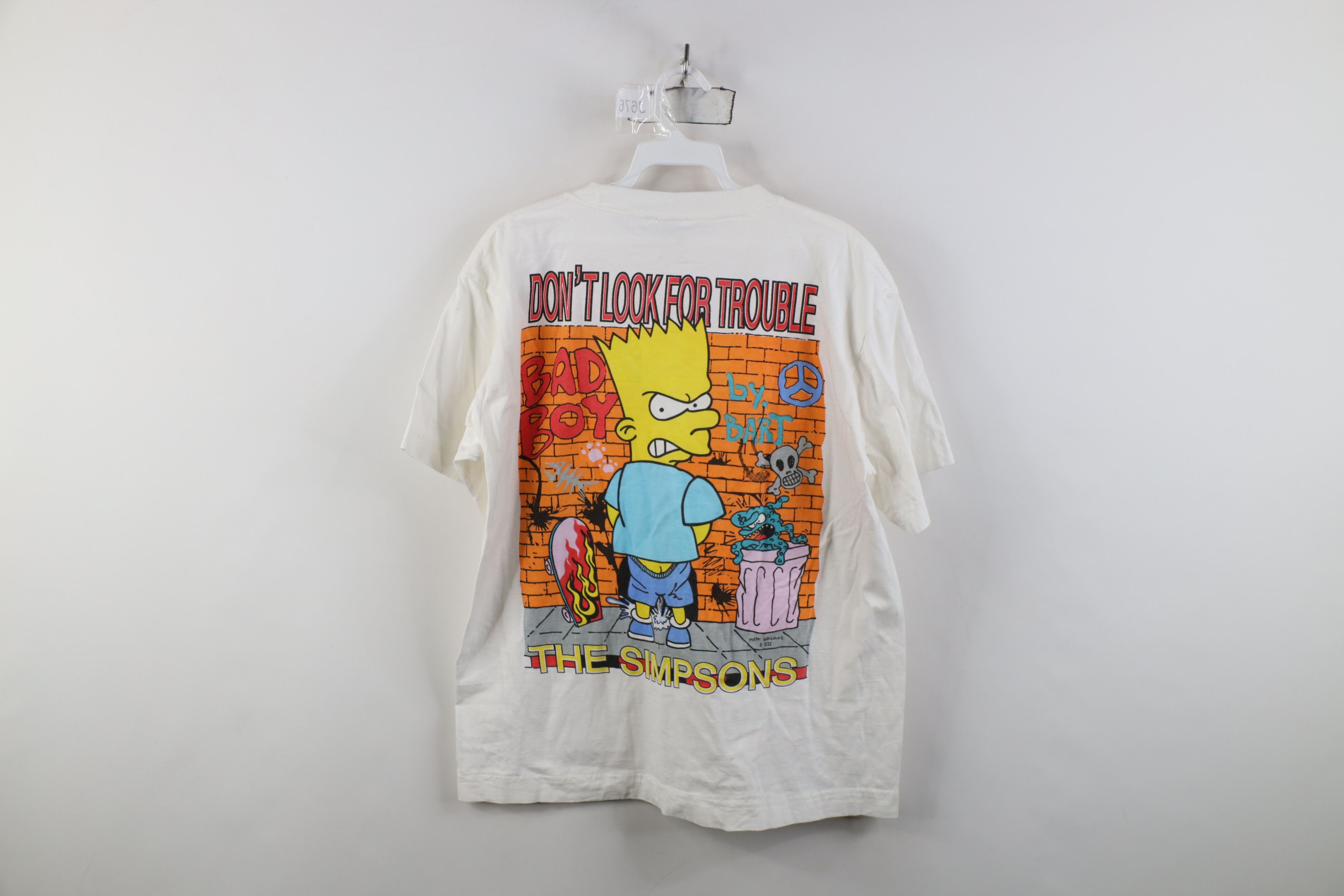 Vintage Vintage 90s The Simpsons Bart Gang Graffiti T-Shirt White Size US M / EU 48-50 / 2 - 12 Thumbnail