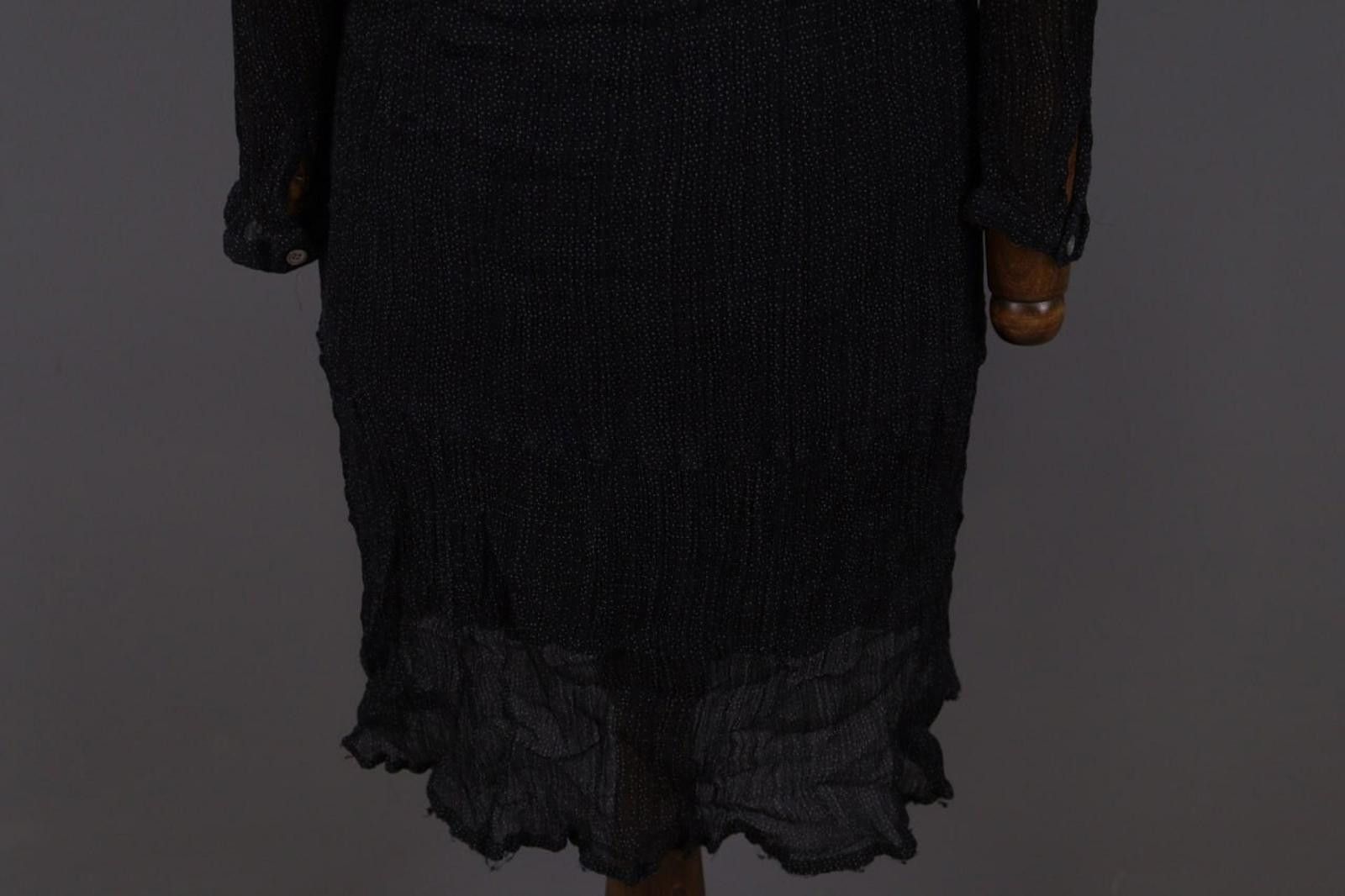 Gianni Valentino Ganni Black Dotted Mesh Long Sleeve Henley A-Line Dress Size M / US 6-8 / IT 42-44 - 12 Thumbnail