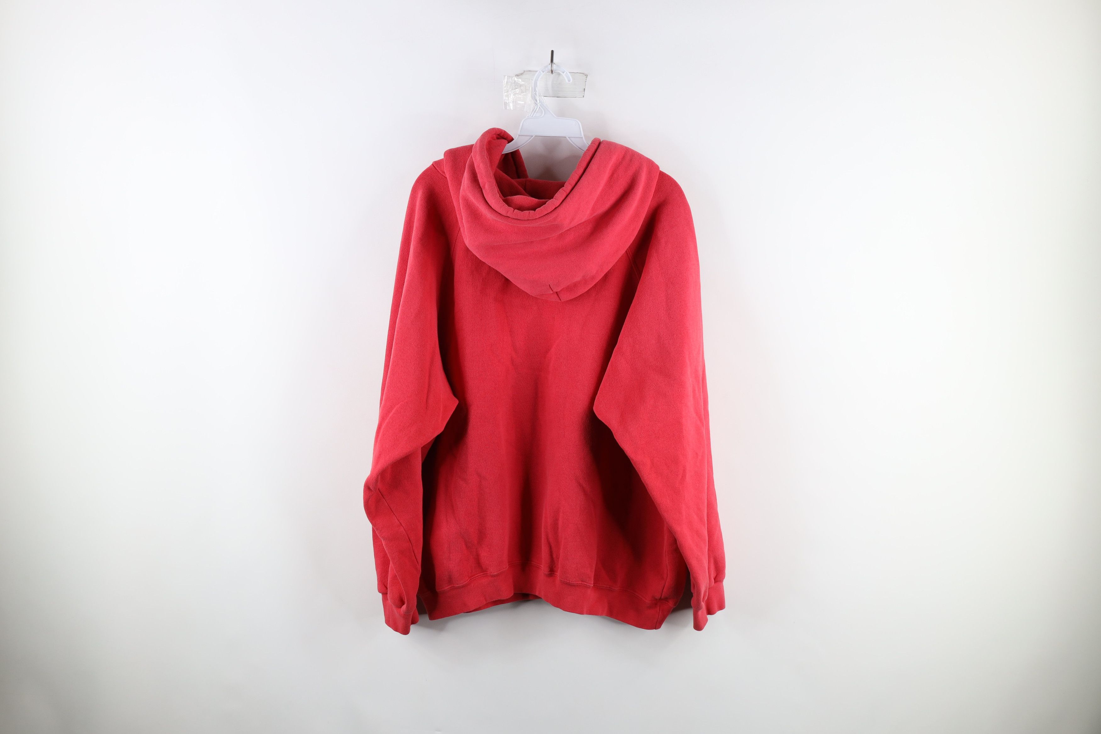 Vintage Vintage 90s Streetwear Faded Blank Hoodie Sweatshirt Red Size US XL / EU 56 / 4 - 7 Thumbnail