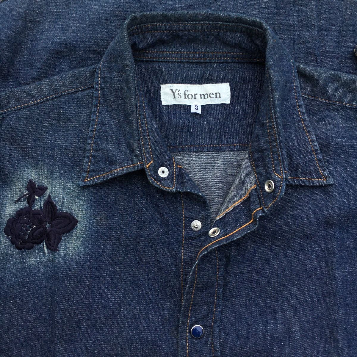 Yohji Yamamoto YS For Men Flower Denim Shirt Size US L / EU 52-54 / 3 - 5 Thumbnail