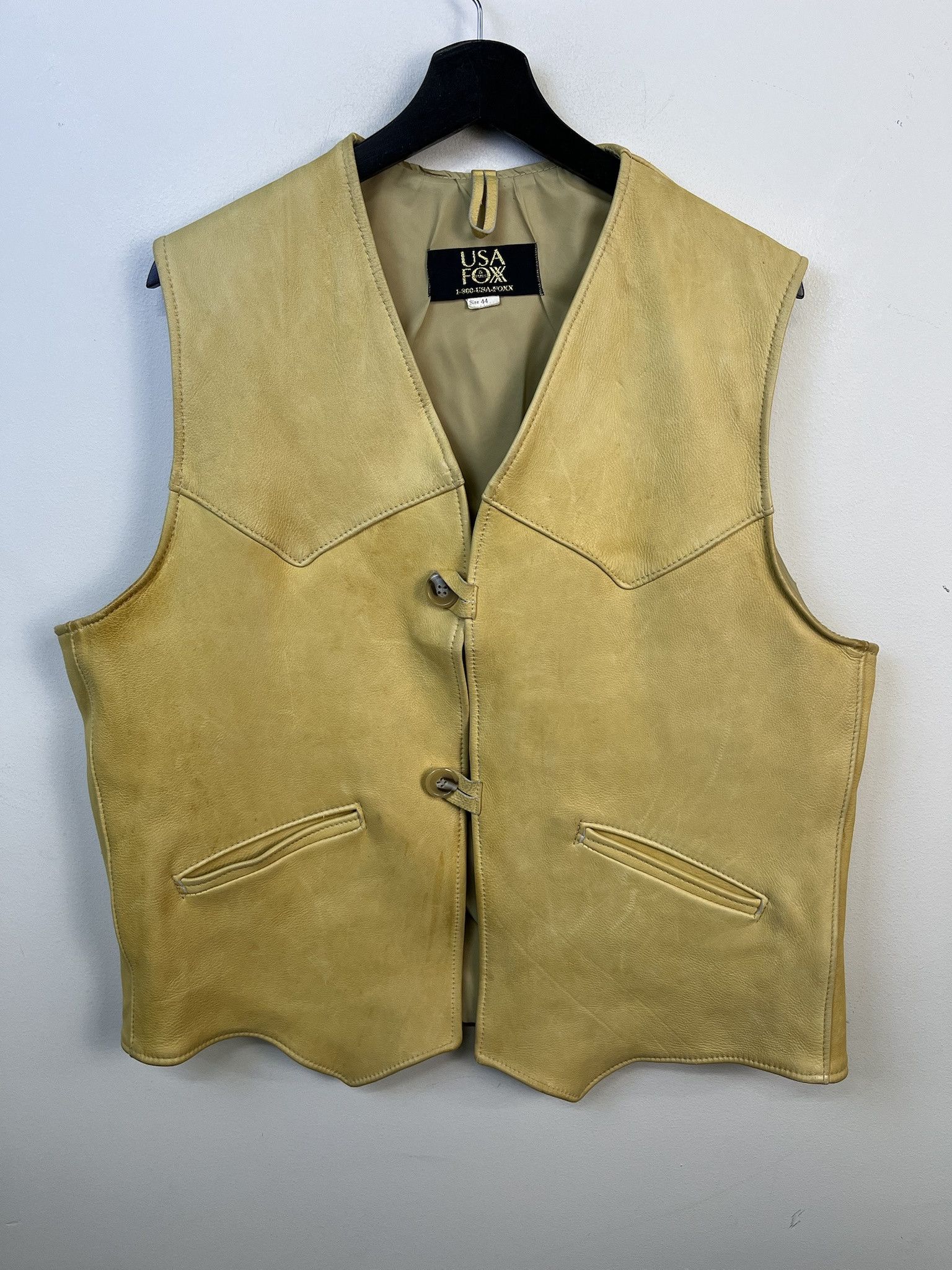 Vintage Jacket 1990s Foxx and Furs Hand Tanned Leather Vest Size L (44)