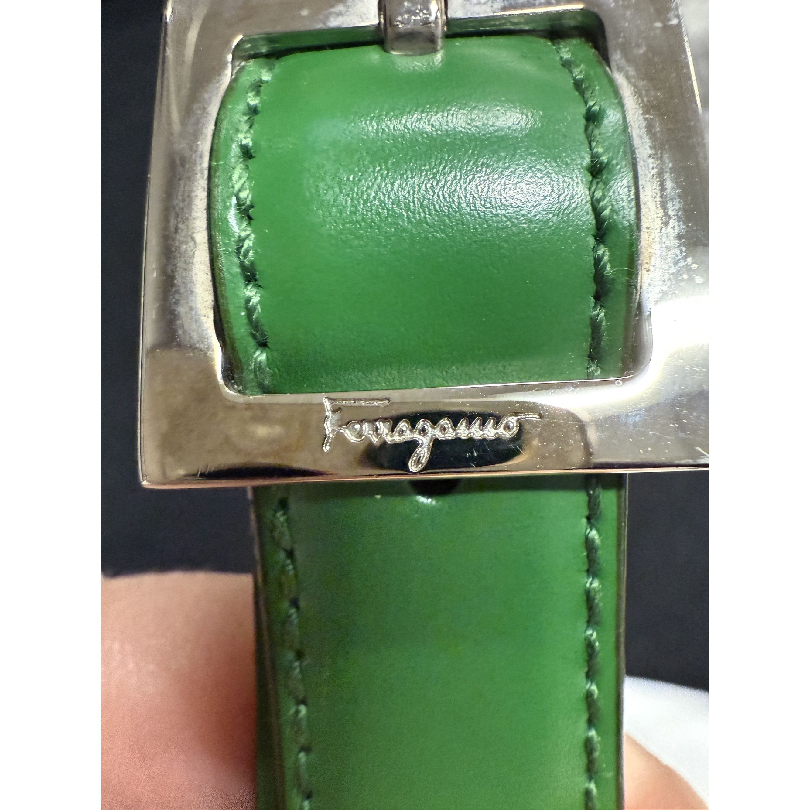 Salvatore Ferragamo Salvatore Ferragamo Green Leather Shoulder Bag With Silver B Size ONE SIZE - 11 Thumbnail