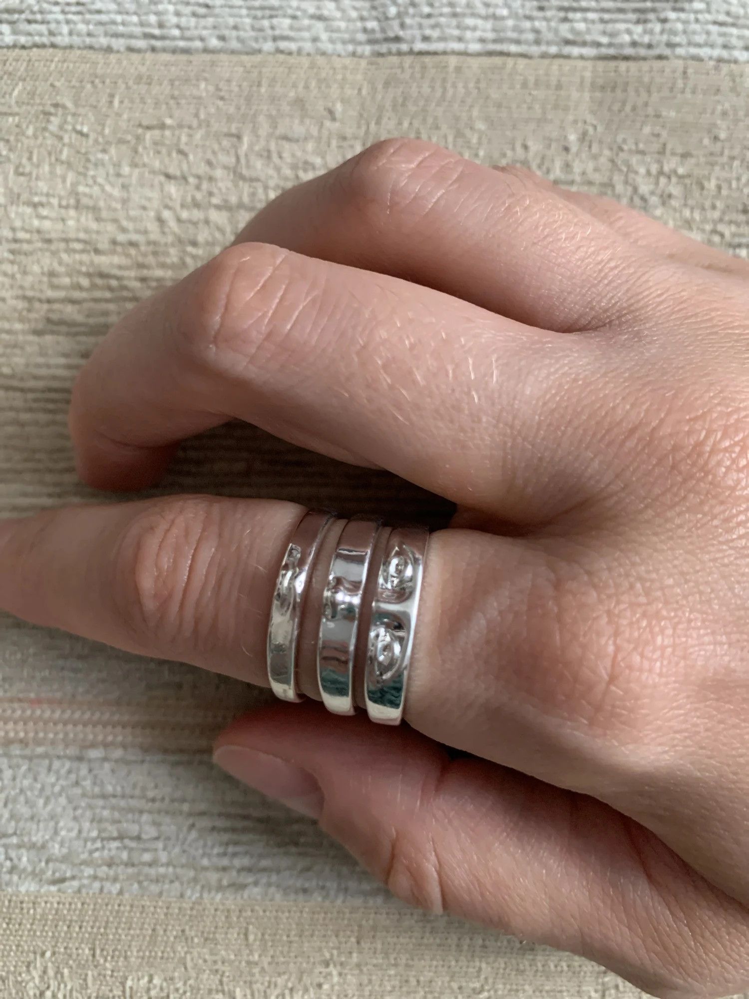 Jewelry SIZE 9 Face Eye Nose Mouth Rings Stainless Steel Ring Size ONE SIZE - 3 Thumbnail