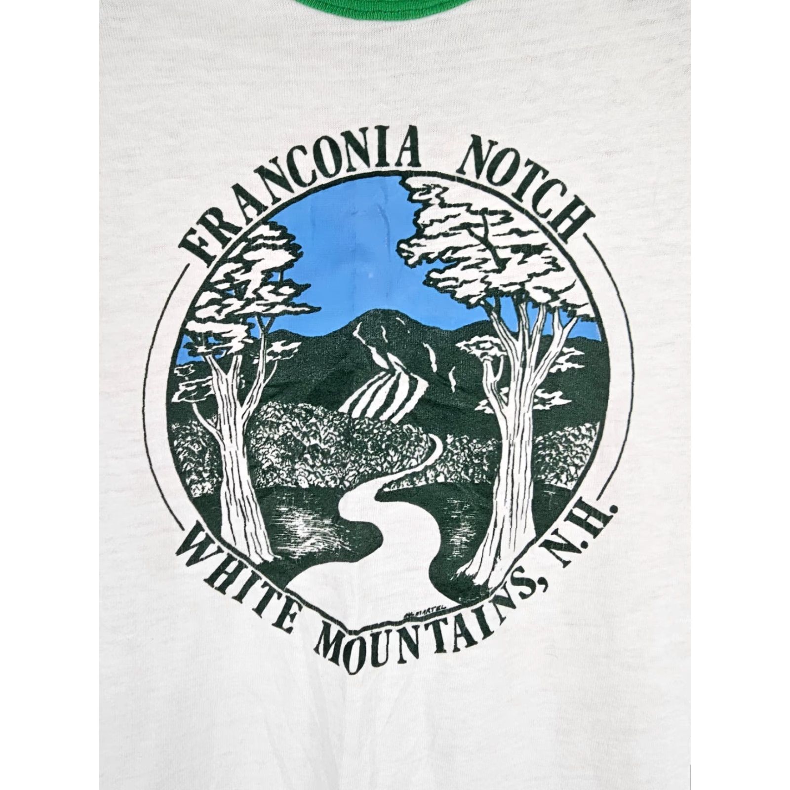 Hanes VINTAGE 80' HANES RAGLAN T-SHIRT SZ MEDIUM MENS white cotton Crew Neck Short Sleeve Fron tNotch Franconia White Mountains Size US M / EU 48-50 / 2 - 2 Thumbnail