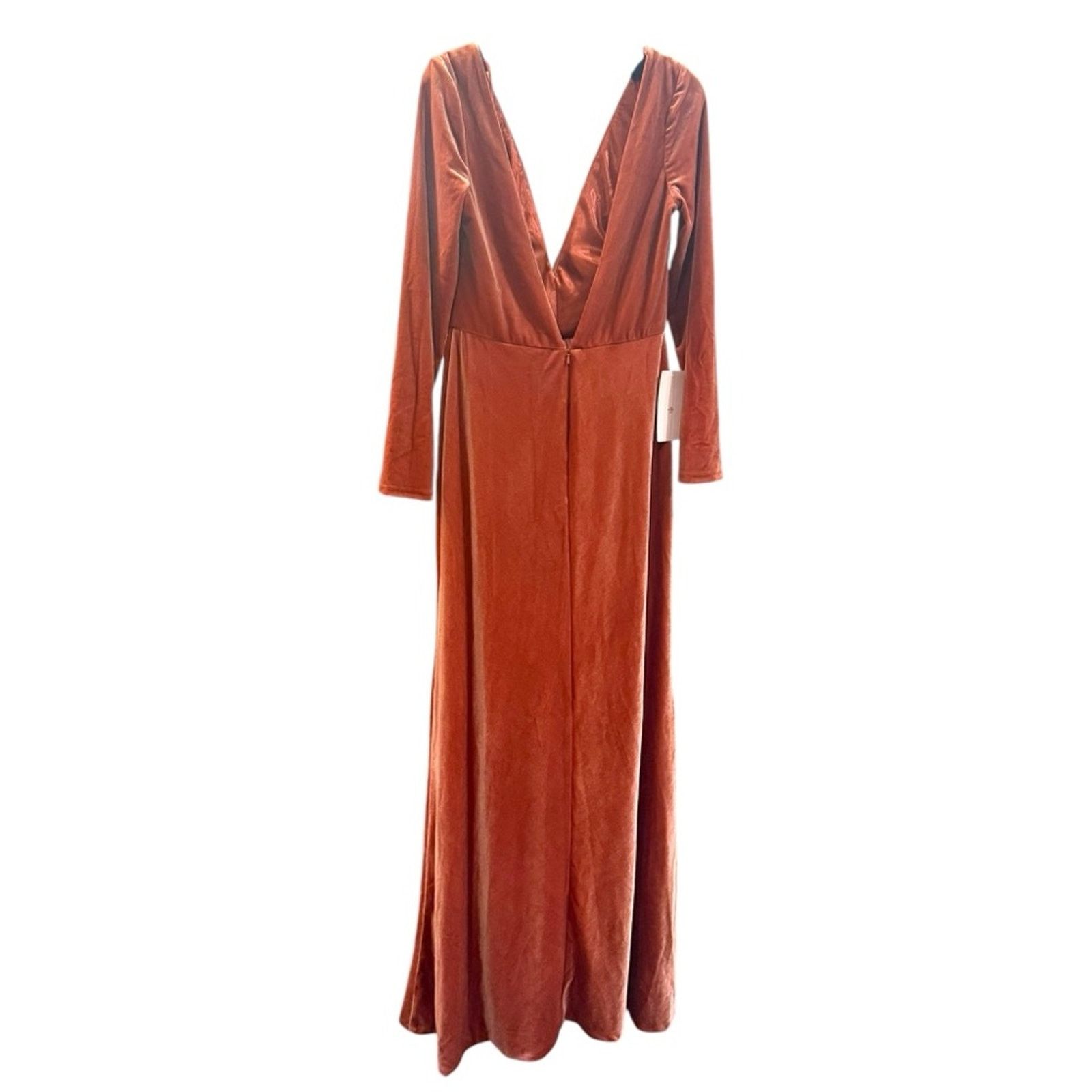 Anthropologie Jenny Yoo Ryland V-Neck Long-Sleeve Open-Back Velvet Gown 10 Size L / US 10 / IT 46 - 4 Thumbnail