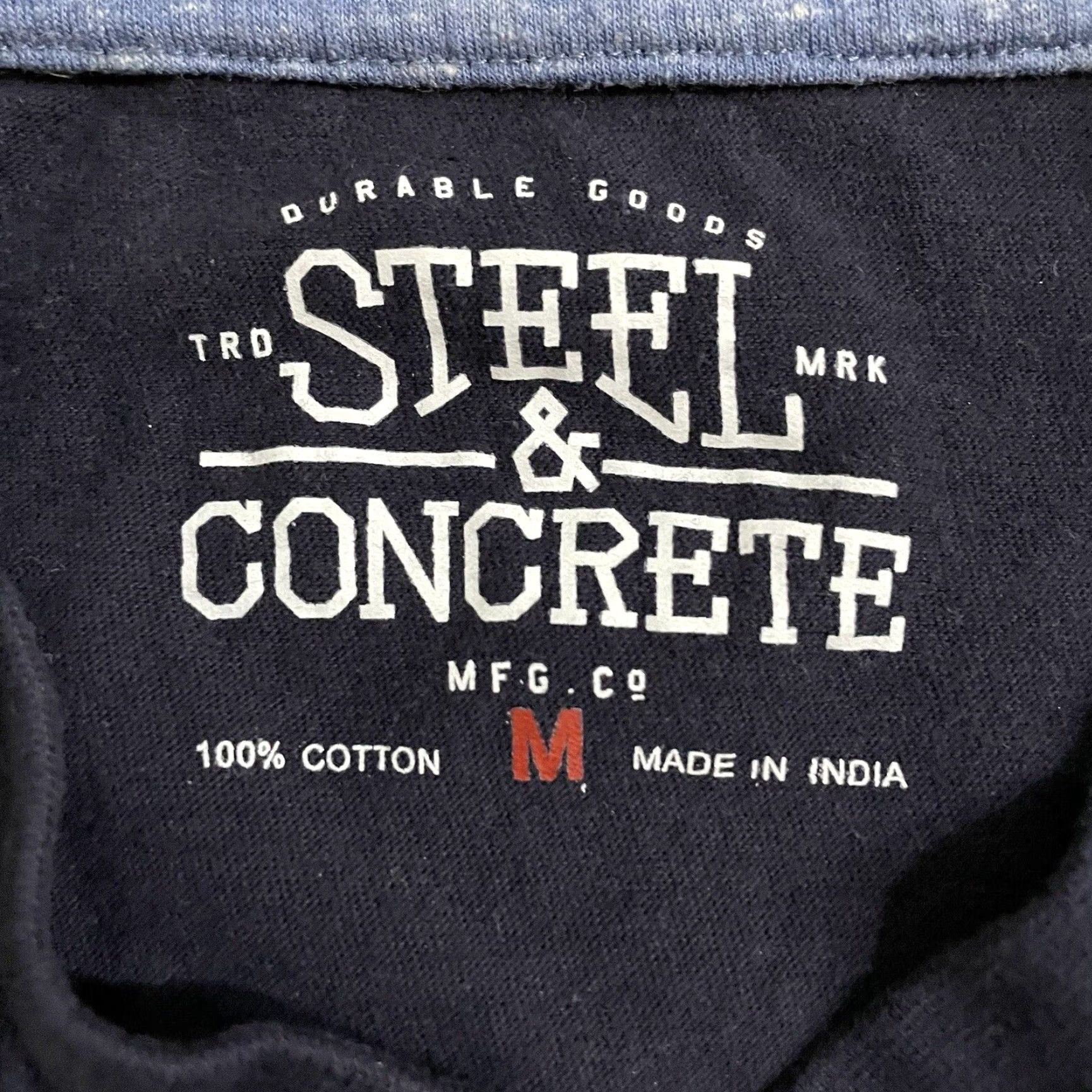 Vintage Steel & Concrete V-Neck Tee Mens Shirt M Blue 100% Cotton Size US M / EU 48-50 / 2 - 4 Thumbnail