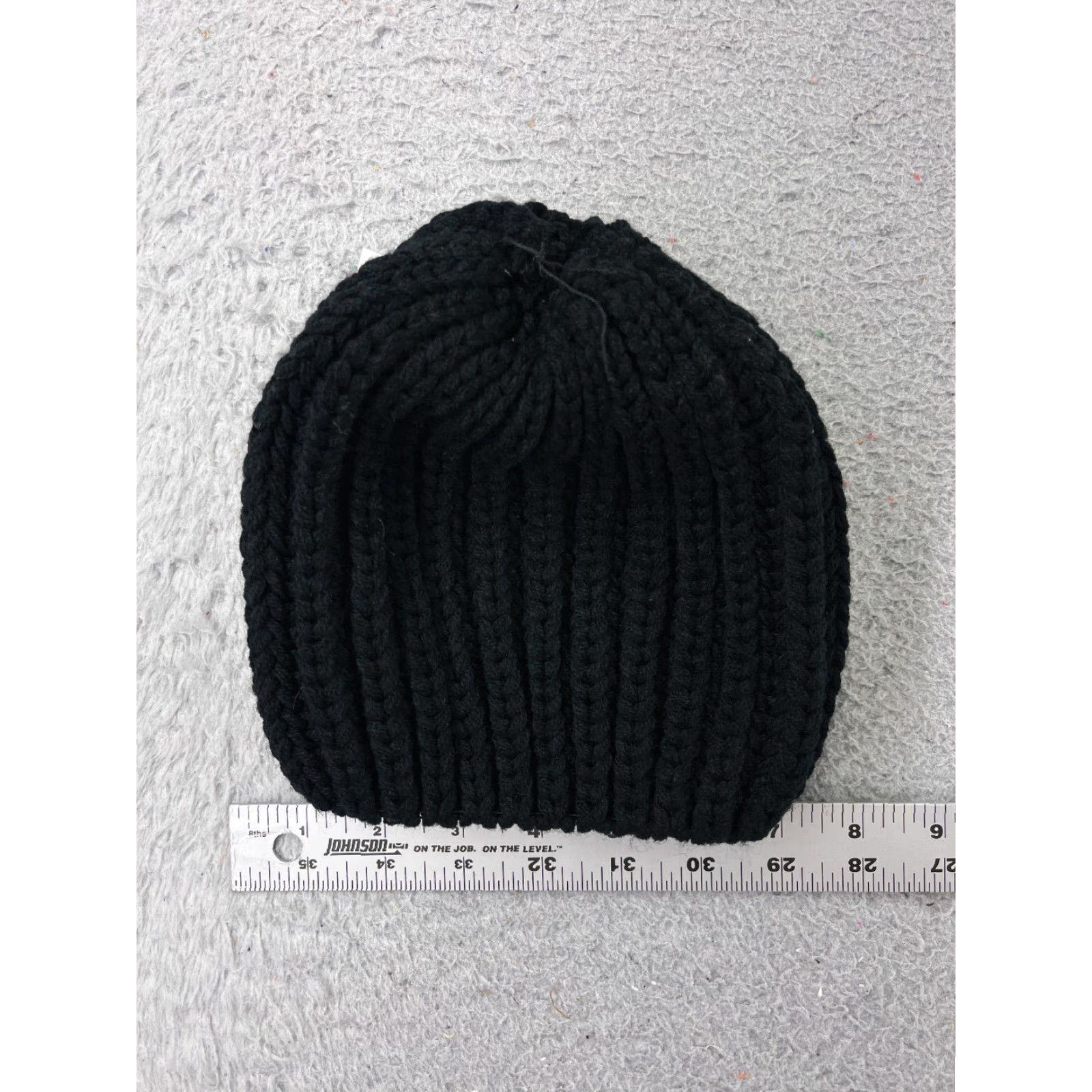 Vintage Beanie Toque Womens One Size Black Double Knit Acrylic Winter Snow Ski Pom Beanie Womens Ski Theme Accessories Winter Size ONE SIZE - 5 Thumbnail