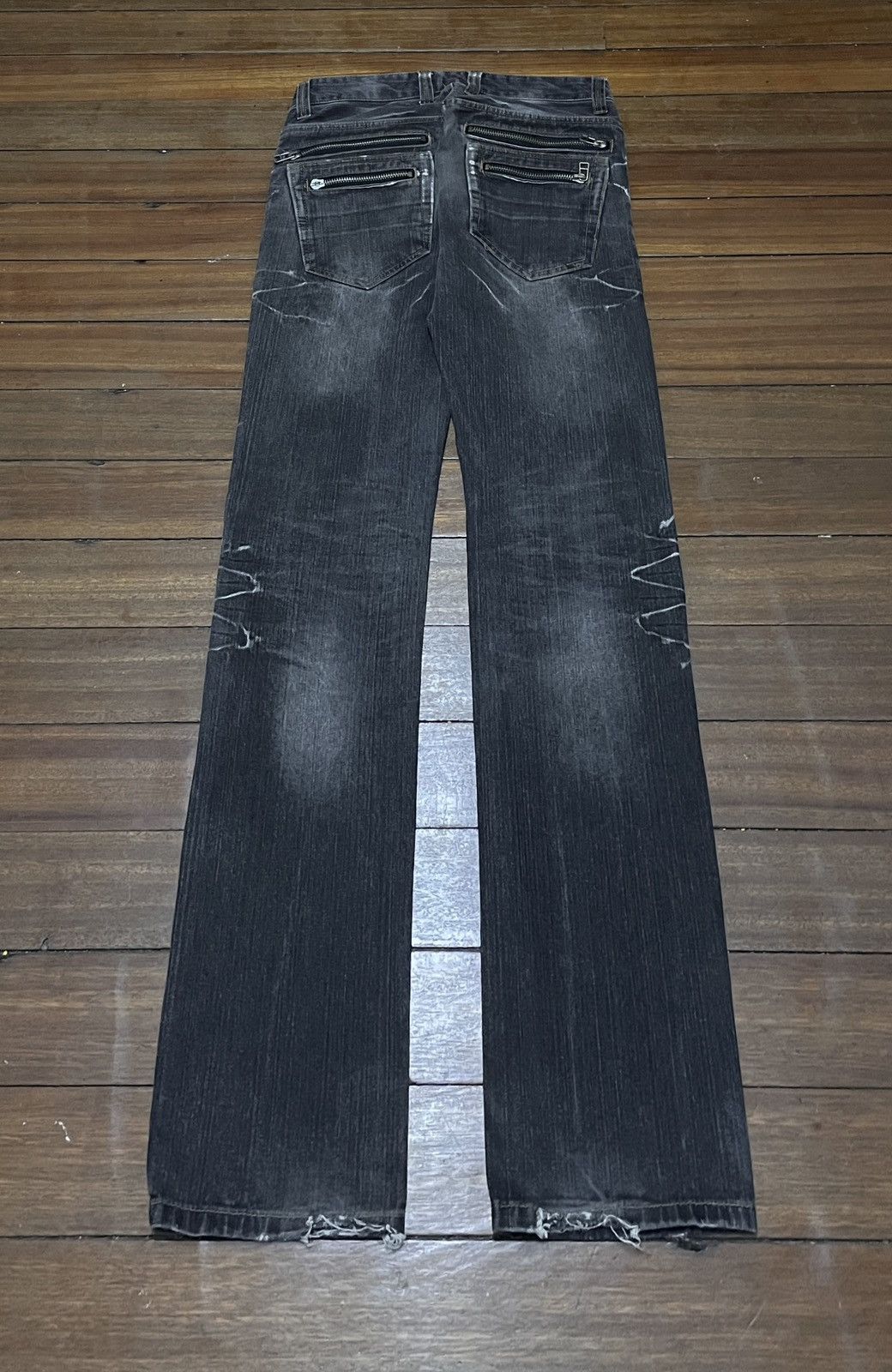 Japanese Brand × Le Grande Bleu (L.G.B.) × Vintage Very Rare Design Vintage Root Three Ripped Flash Jeans 2000s Size US 31 - 2 Thumbnail