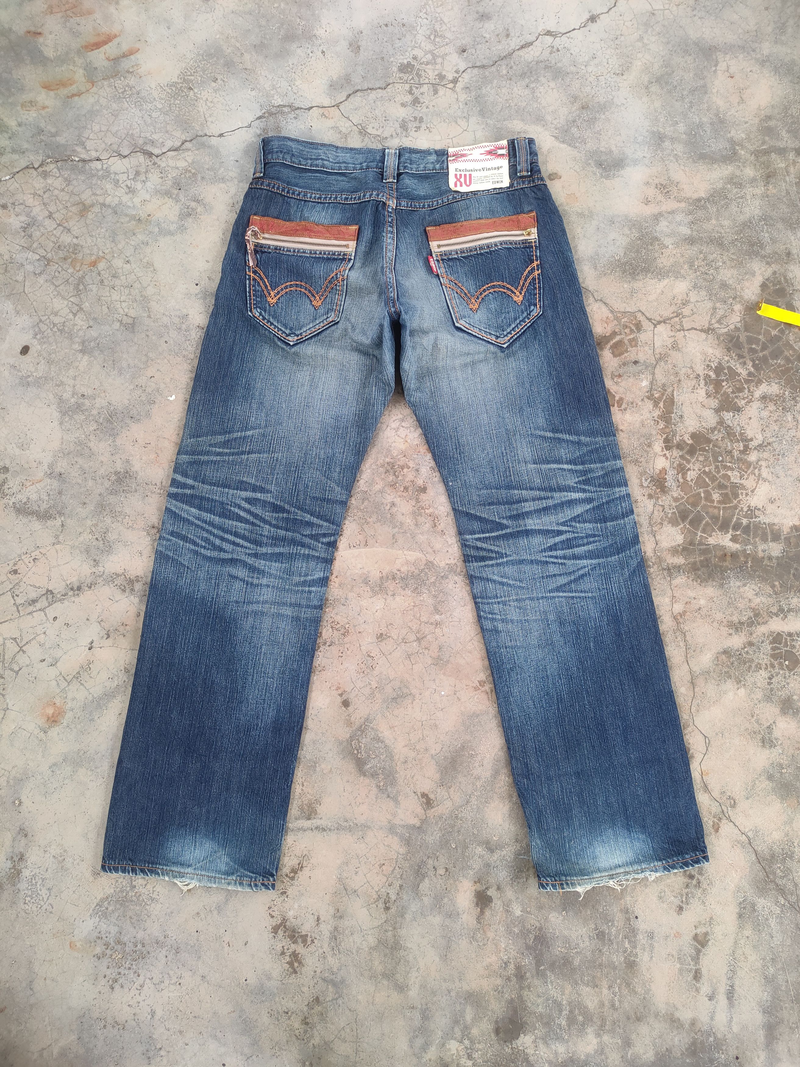Edwin W36 VINTAGE EDWIN XV MUD WASHED RIPPED JEANS DENIM PANTS Size US 36 / EU 52 - 3 Thumbnail