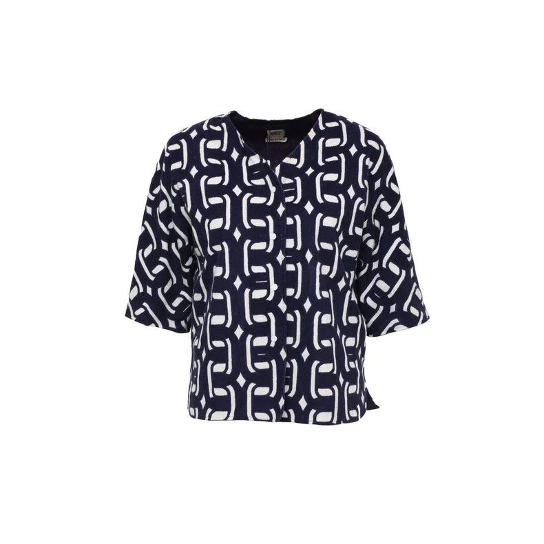Hermes HERMES Patterned Short Sleeve Top Size US S / EU 44-46 / 1 - 1 Thumbnail