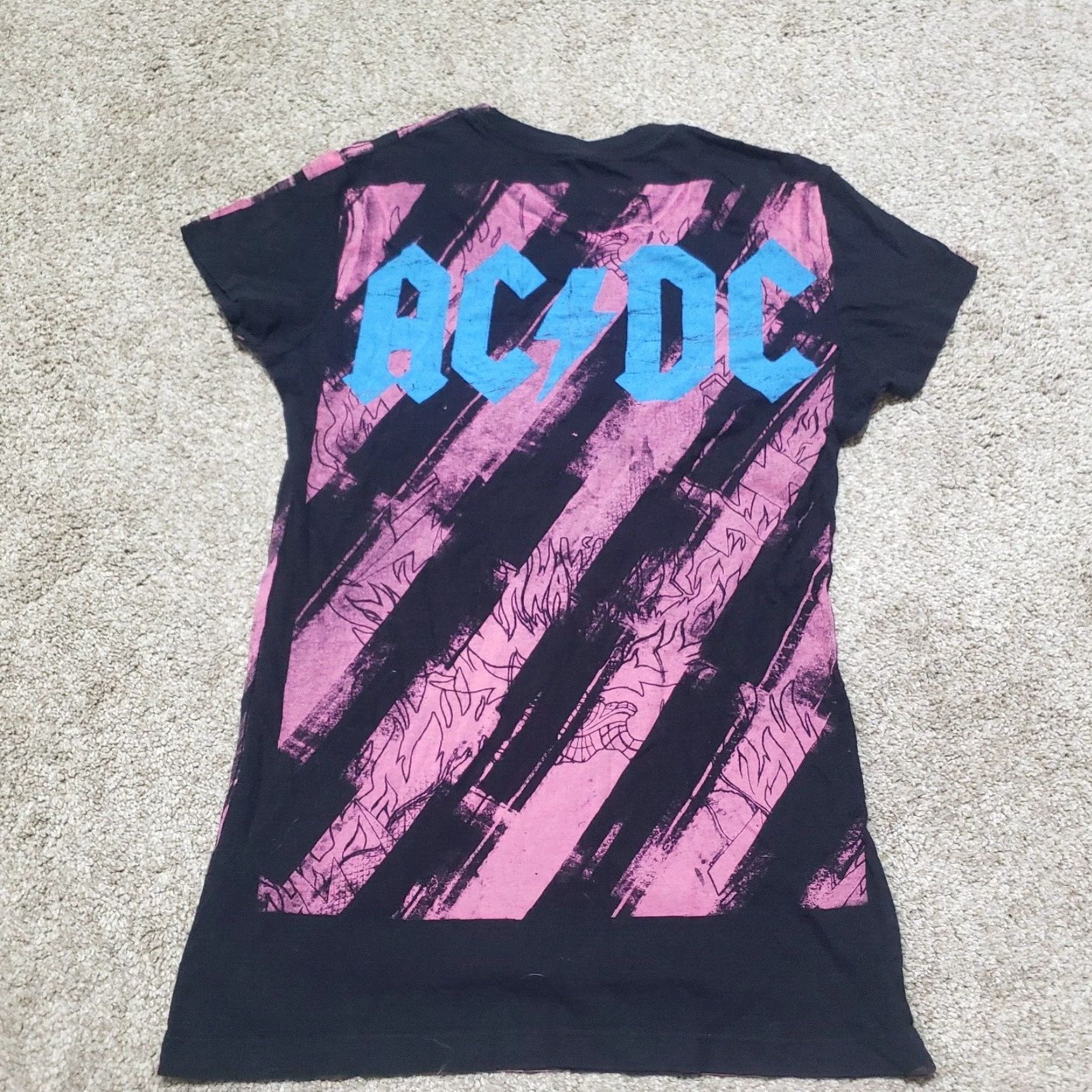Pinko AC/DC Shirt Pink Black Short Sleeve Are You Ready Angus Devil Rock Band S Small Women T-Shirt Round Neck Multicolor 50s 60s Concert Womens" Size S / US 4 / IT 40 - 7 Thumbnail