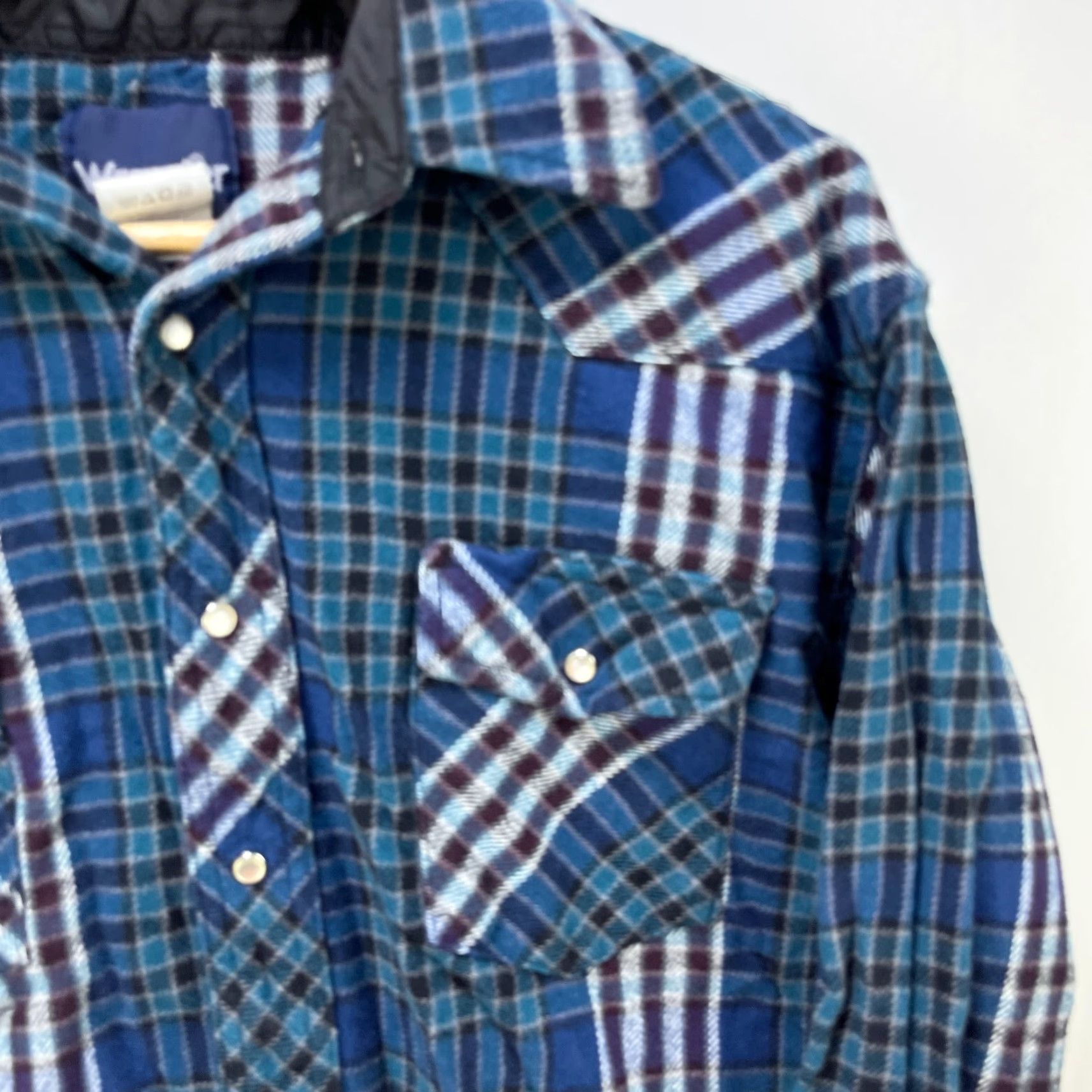 Wrangler VINTAGE Wrangler Plaid Shirt XLT Long Sleeve Snap Button-Up Flannel Mens 90s Blue Size US XL / EU 56 / 4 - 3 Thumbnail