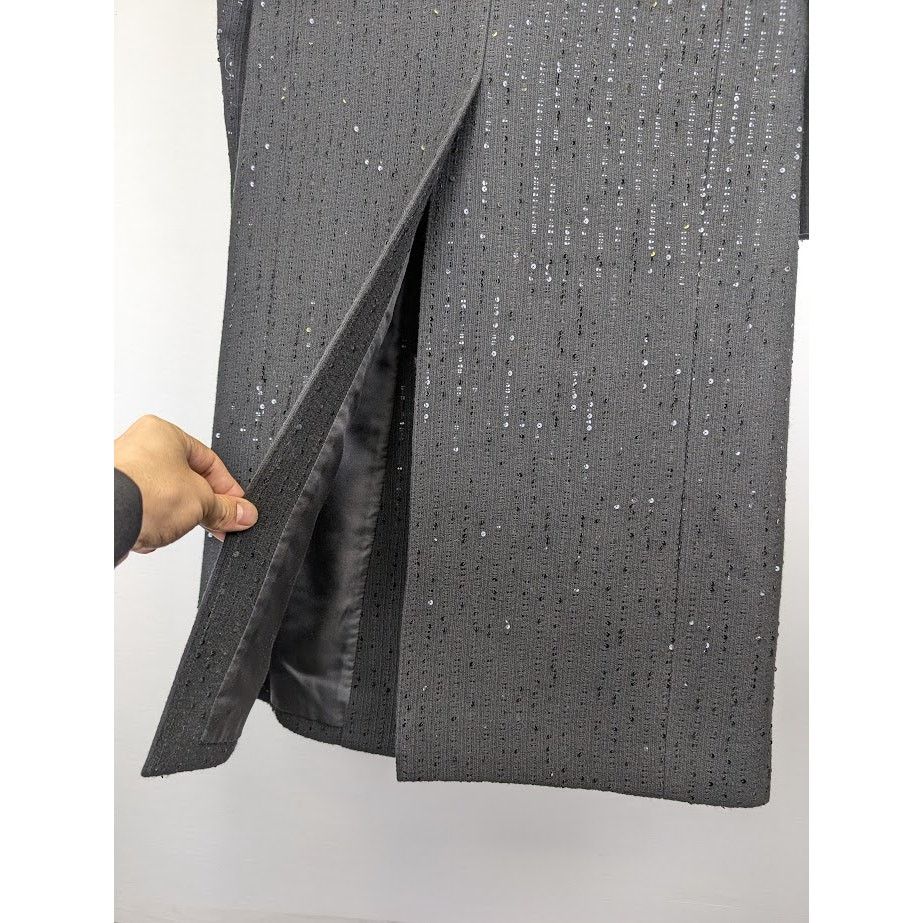 Saint Laurent Paris o1rshd1 Tweed Rayure Long Coat in Noir Brilliant Size US M / EU 48-50 / 2 - 17 Thumbnail