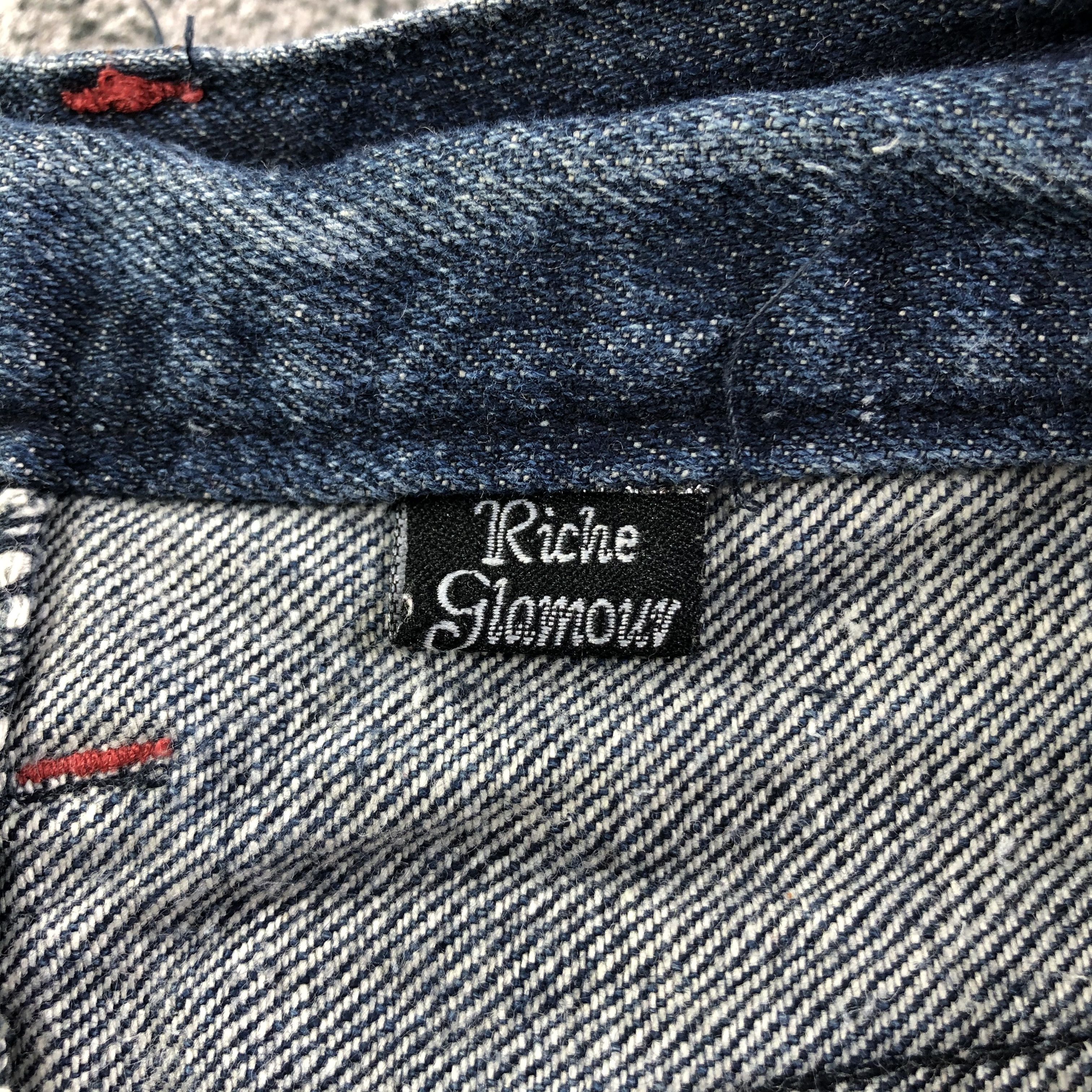 Japanese Brand Riche Glamour Jeans Faded Blue Flare Denim KJ1677 Size 29" - 9 Thumbnail
