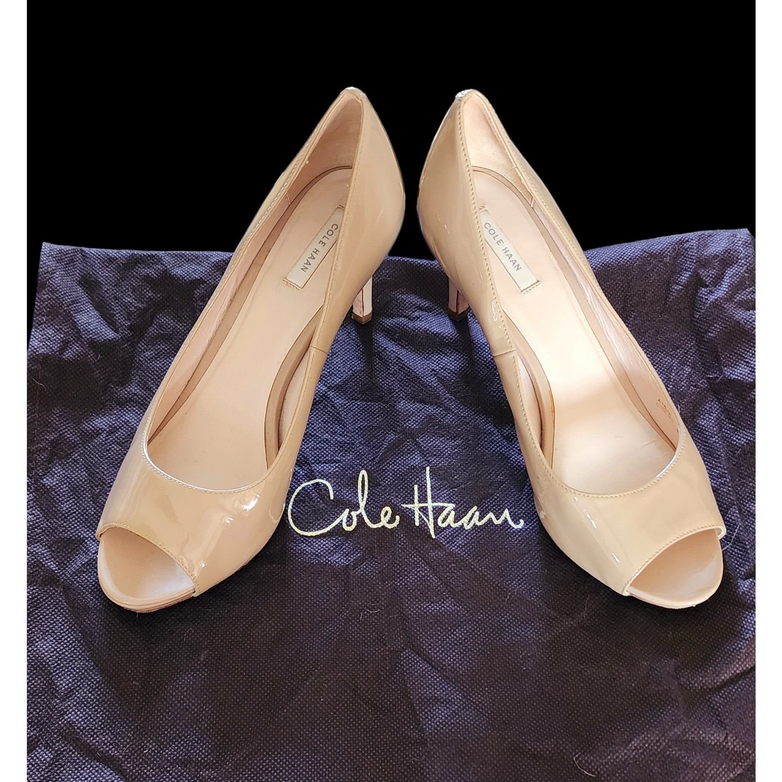 Cole Haan Cole Haan Grand.OS 8.5 B Tan Leather Peep Toe Pumps size 8 Size US 8 / IT 38 - 2 Thumbnail