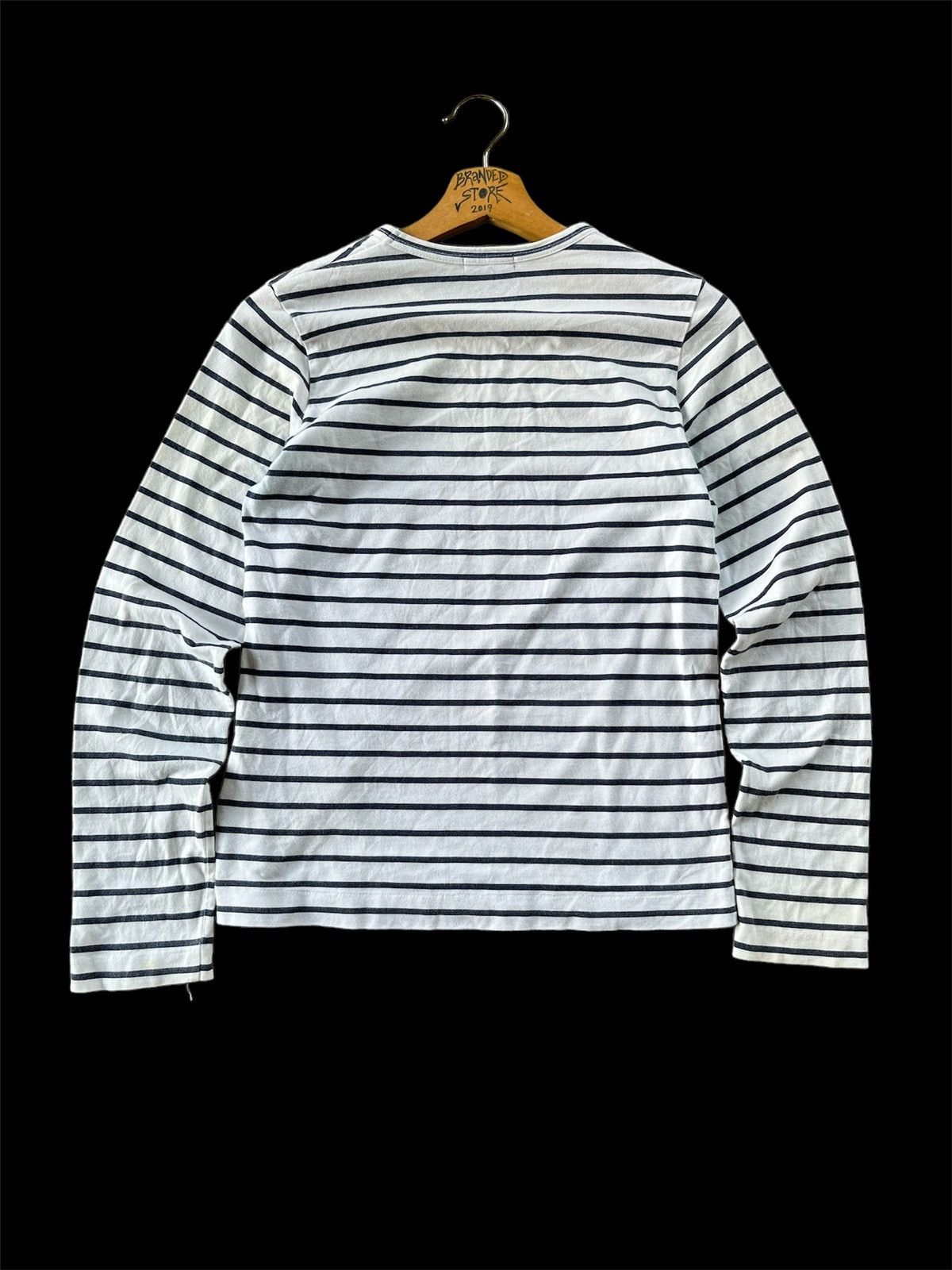 Comme des Garcons × Designer × Japanese Brand ⚡️Comme Des Garçons Stripe Spell Out Logo Long Sleeve 🇯🇵 Size S / US 4 / IT 40 - 2 Thumbnail