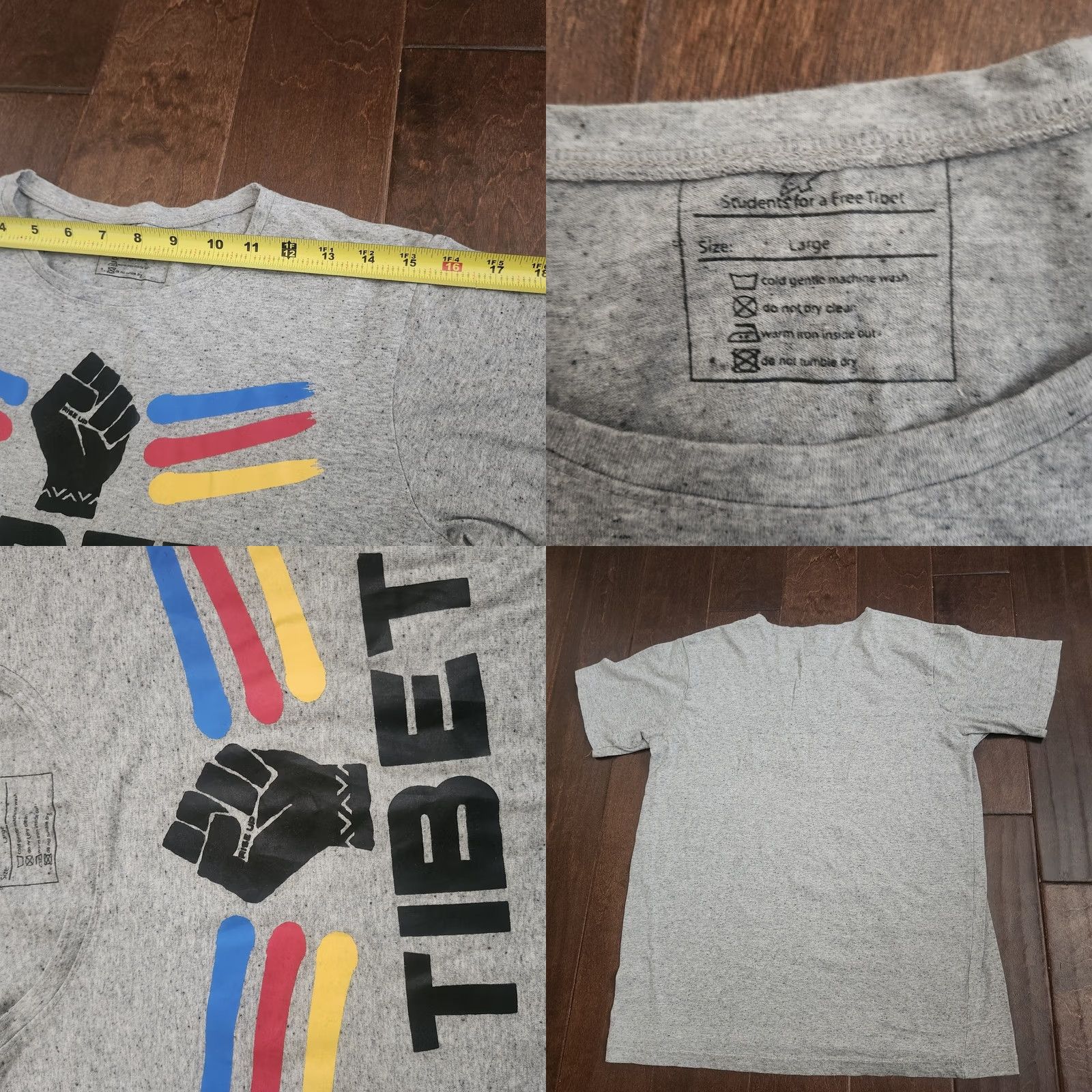 Vintage VINTAGE Free Tibet Graphic Tee Shirt Mens L Gray Cotton Short Sleeve Crew Neck Activist Shirt Mens Regular Fit Size US L / EU 52-54 / 3 - 9 Thumbnail