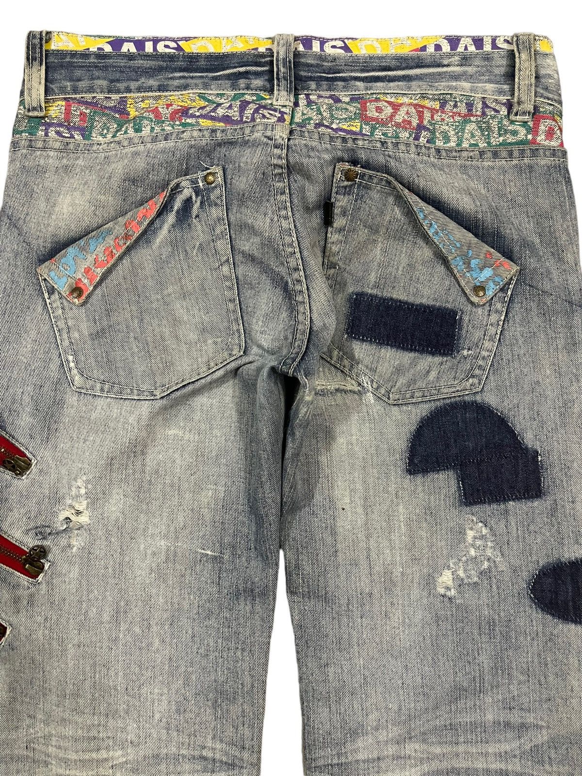 If Six Was Nine Vintage Japanese Brand Blue Wash Distress Flare Jeans Size US 33 - 4 Thumbnail