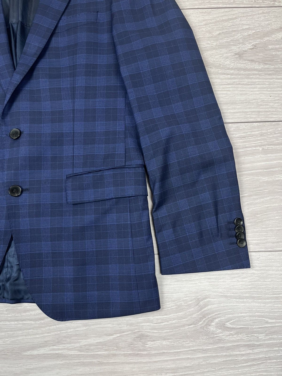 Hugo Boss Hugo Boss Wool/Silk Plaid Blue Two Buttons Suit Blazer Pants Size 36R - 8 Thumbnail