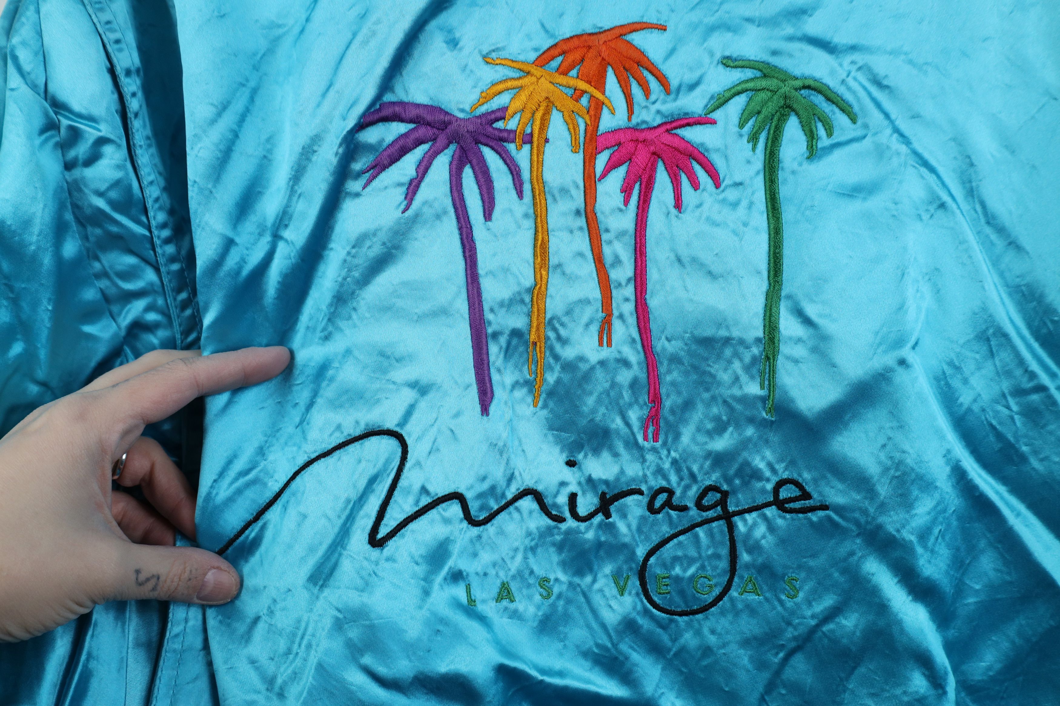 Vintage Vintage 90s Streetwear Casino Satin Bomber Jacket Blue USA Size US XXL / EU 58 / 5 - 11 Thumbnail