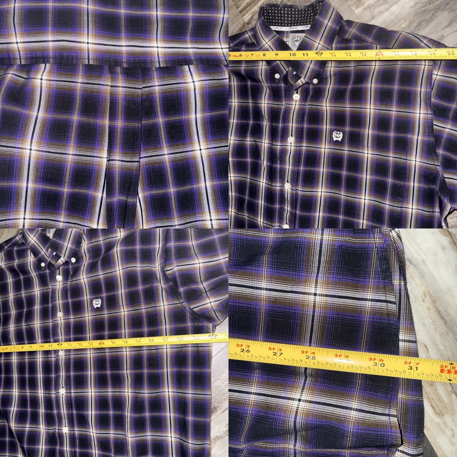 Vintage Cinch Shirt Men’s M Purple Black Plaid Button-Up Long Sleeve Western Cowboy Size US M / EU 48-50 / 2 - 8 Thumbnail