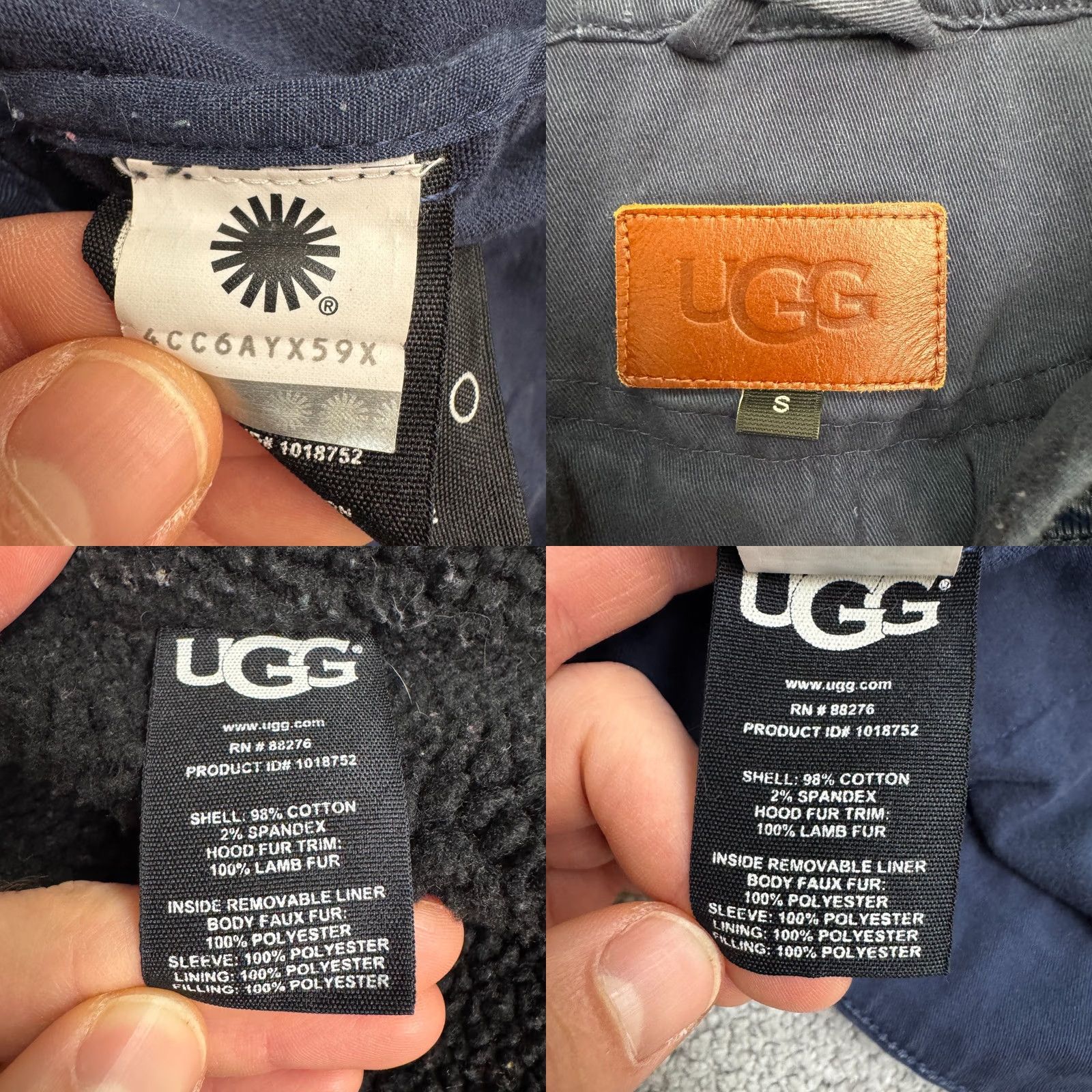 Ugg UGG Australia Hoodie Jacket Womens Small Navy Blue Removable Faux Fur Liner Parka Coat/Solid Blue Size S / US 4 / IT 40 - 8 Thumbnail