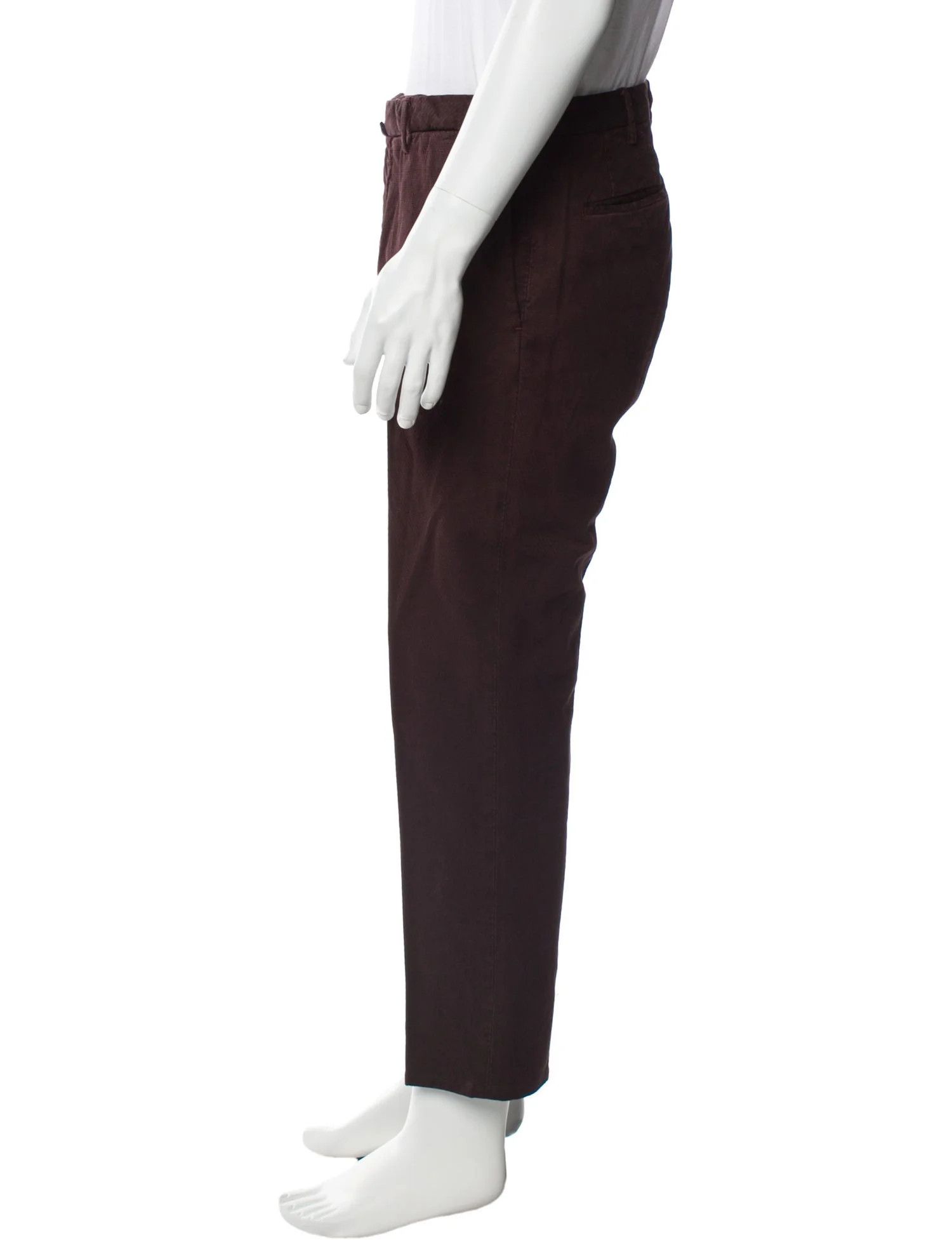 Incotex Incotex Burgundy Cropped Skin Fit Pants Size US 31 - 2 Thumbnail