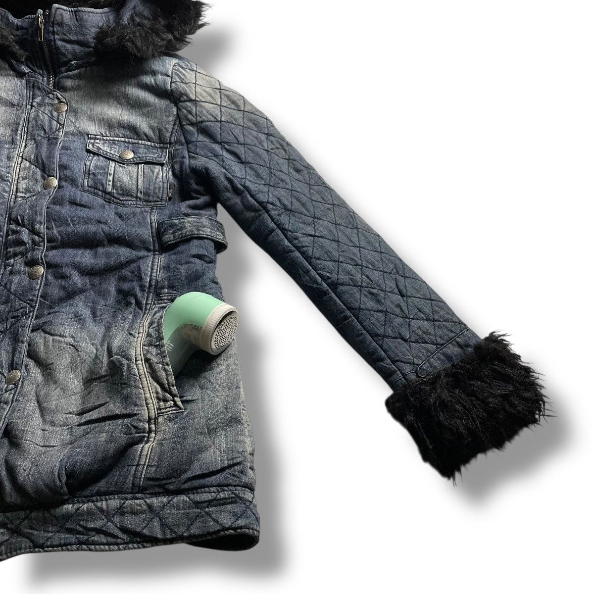 If Six Was Nine × Japanese Brand × Le Grande Bleu (L.G.B.) 🇯🇵 BACKS BUTTON UP FULL ZIP FUR HOODIE DENIM JACKET Size M / US 6-8 / IT 42-44 - 5 Thumbnail